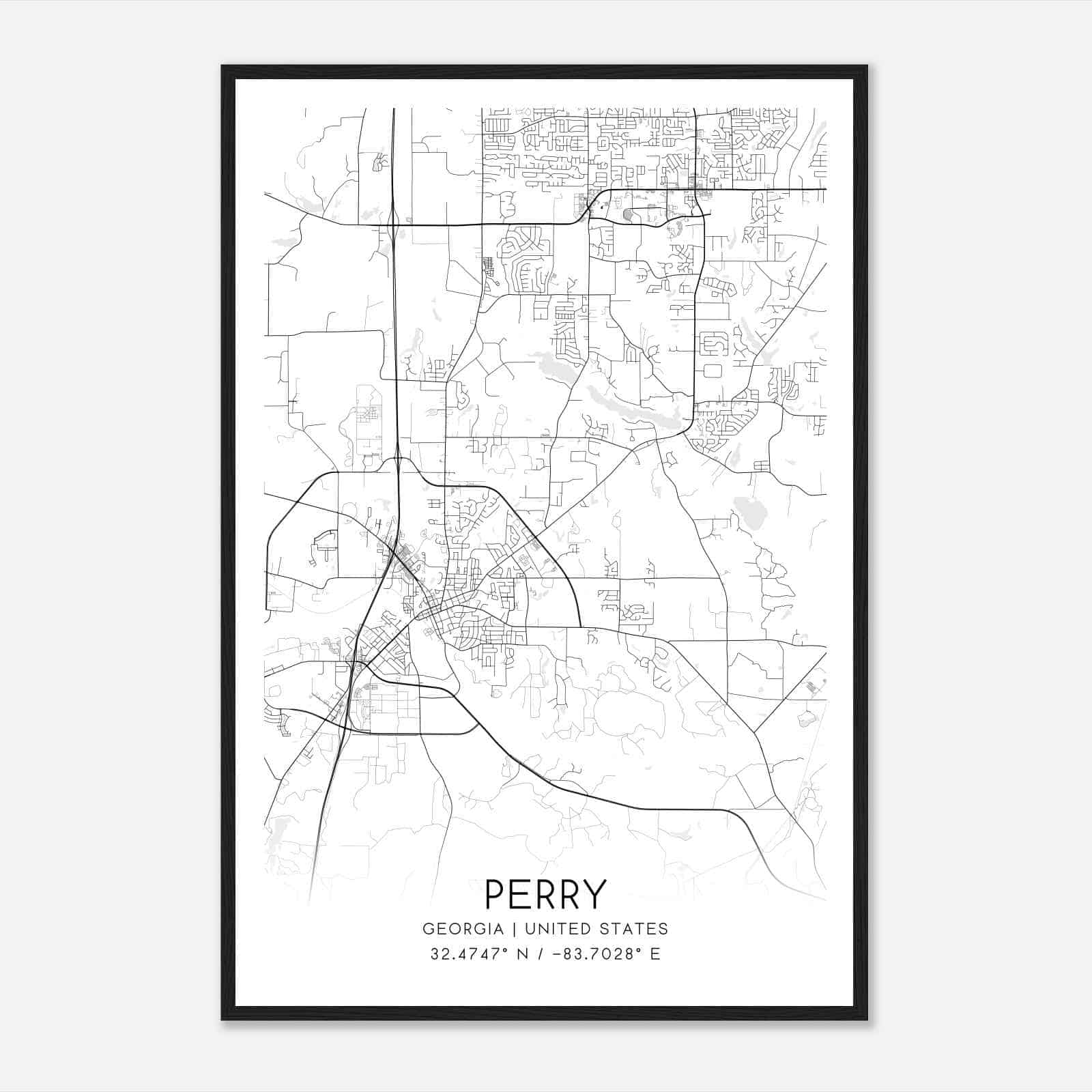 Perry Georgia Map Poster, Modern Home Decor Wall Art Print Perry Georgia Map Poster, Modern Home Decor Wall Art Print