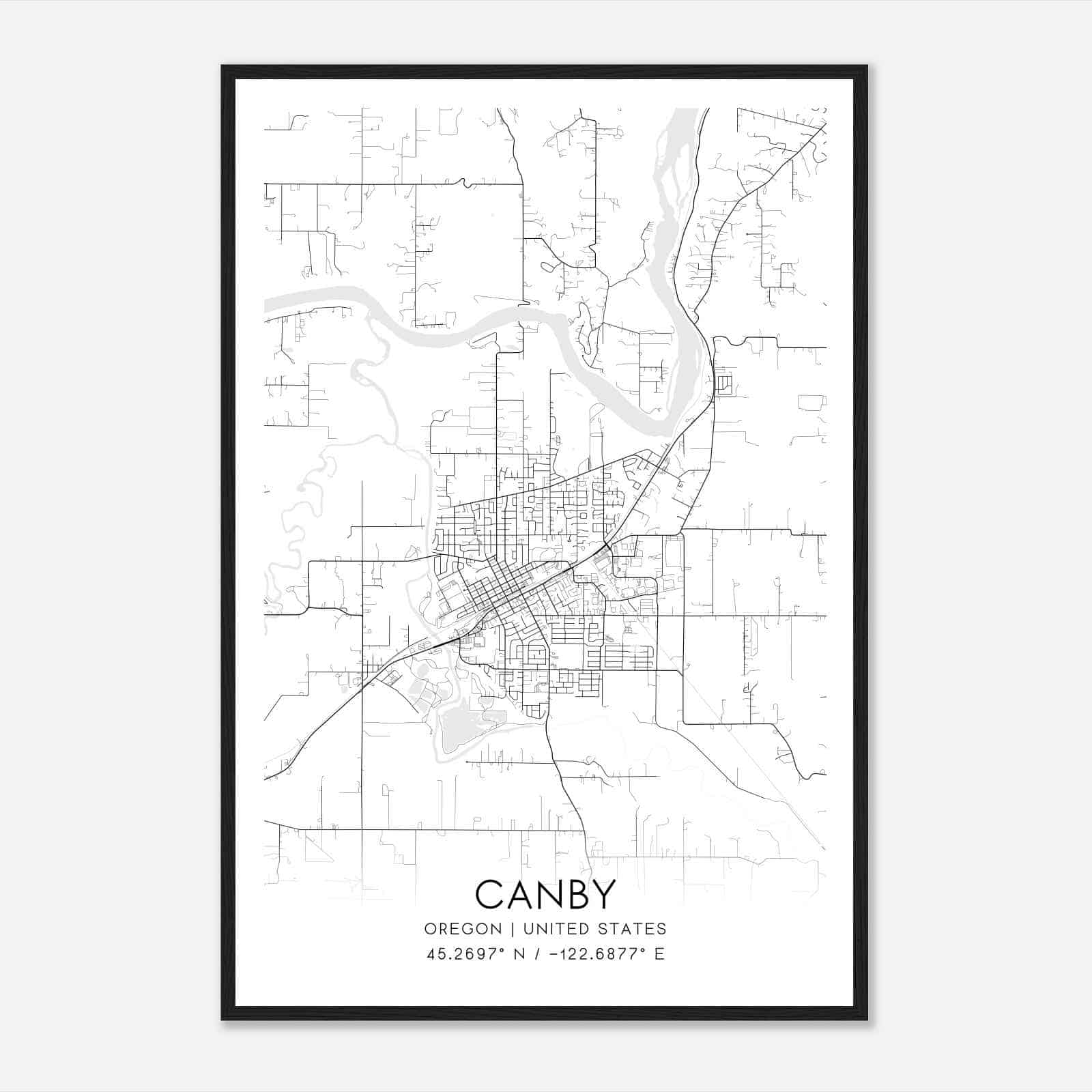 Canby Oregon Map Poster, Modern Home Decor Wall Art Print