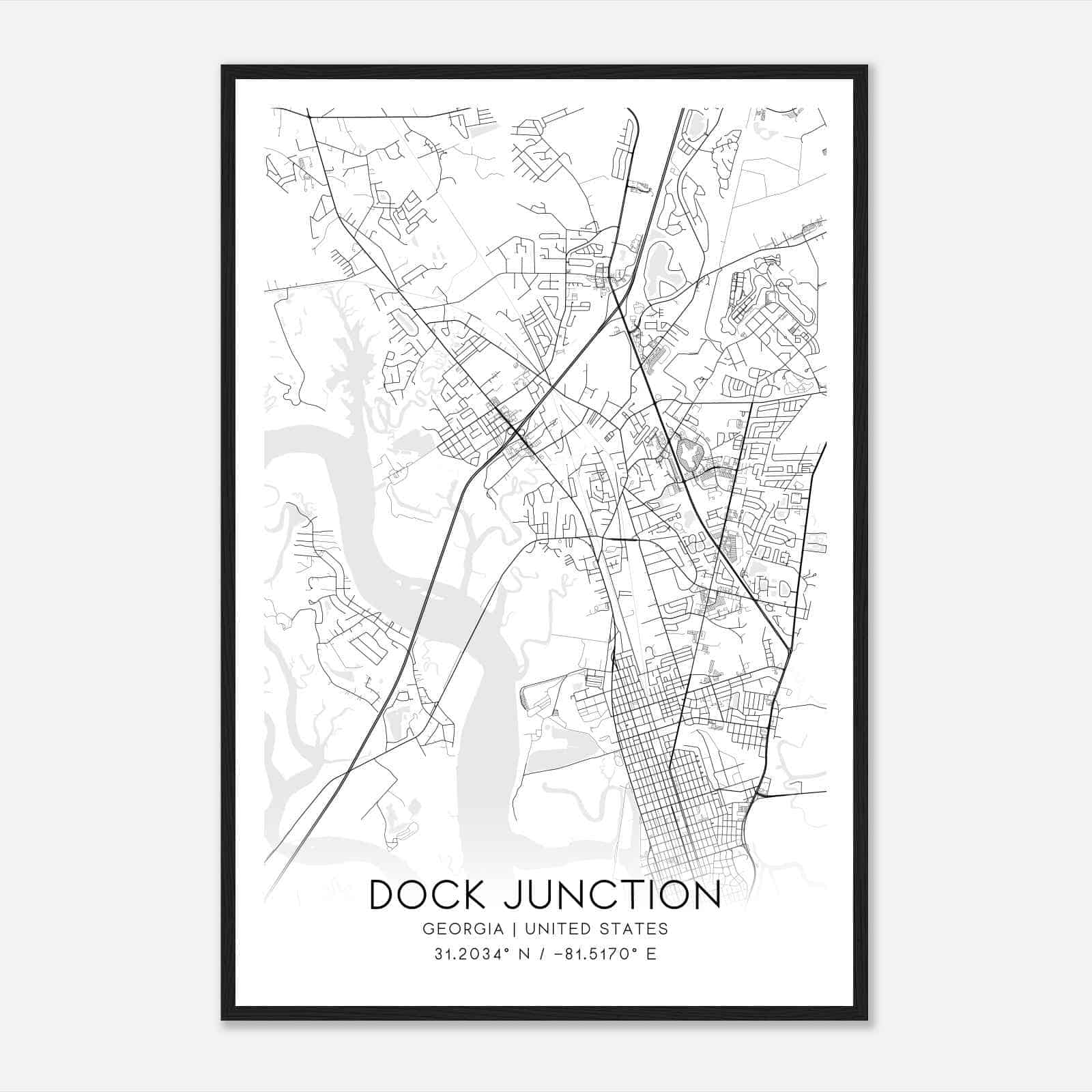 Dock Junction Map Poster, Modern Home Decor Wall Art Print