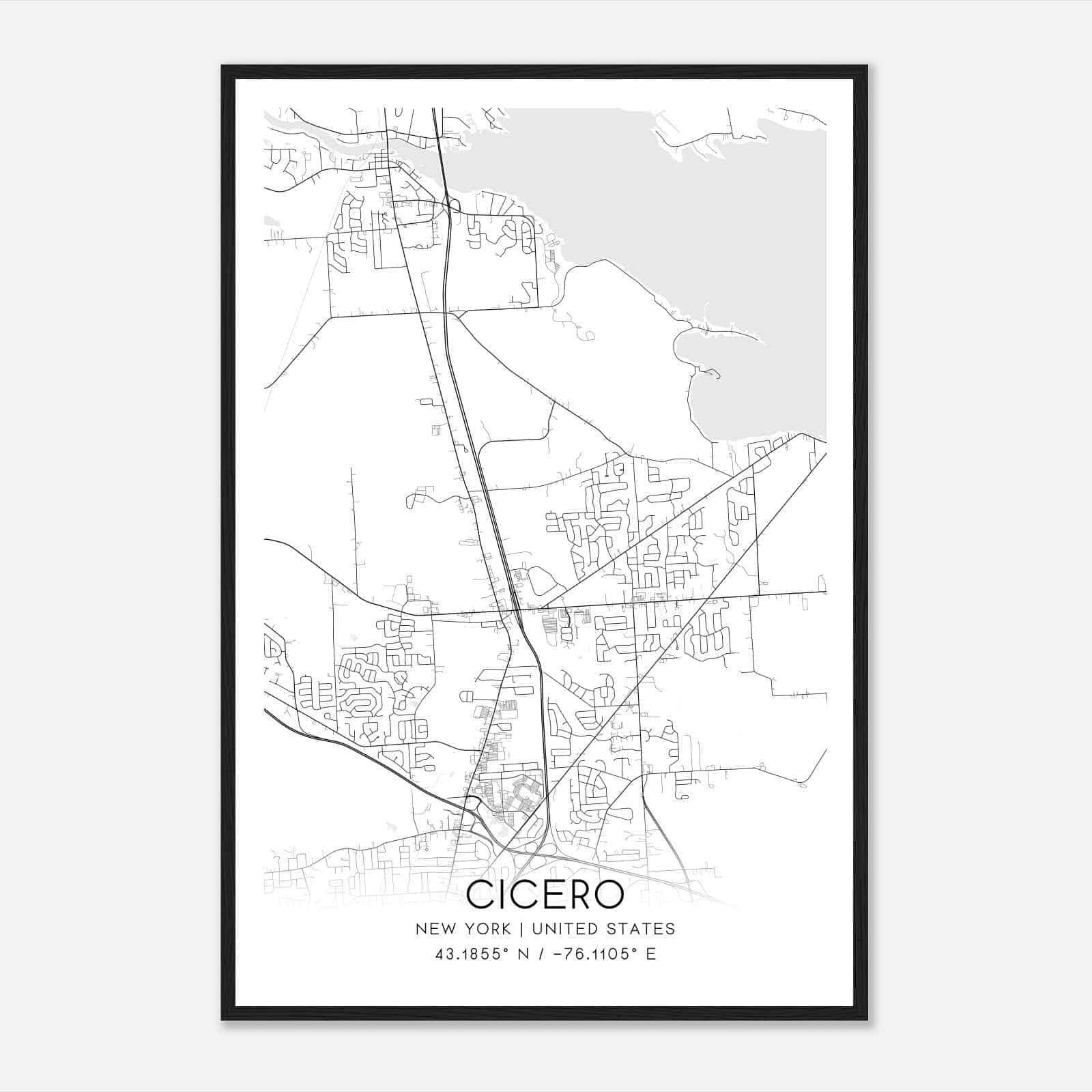 Cicero New York Map Poster, Modern Home Decor Wall Art Print