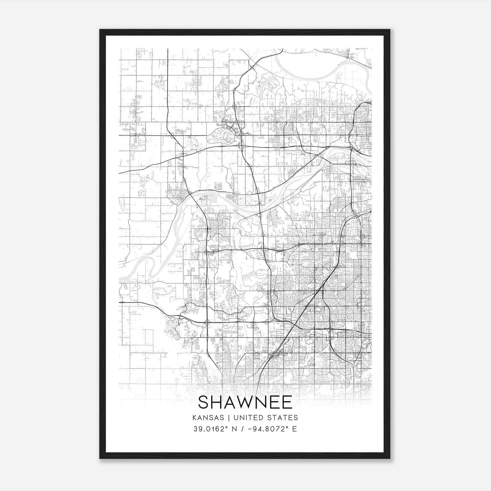 Shawnee Kansas Map Poster, Modern Home Decor Wall Art Print Shawnee Kansas Map Poster, Modern Home Decor Wall Art Print
