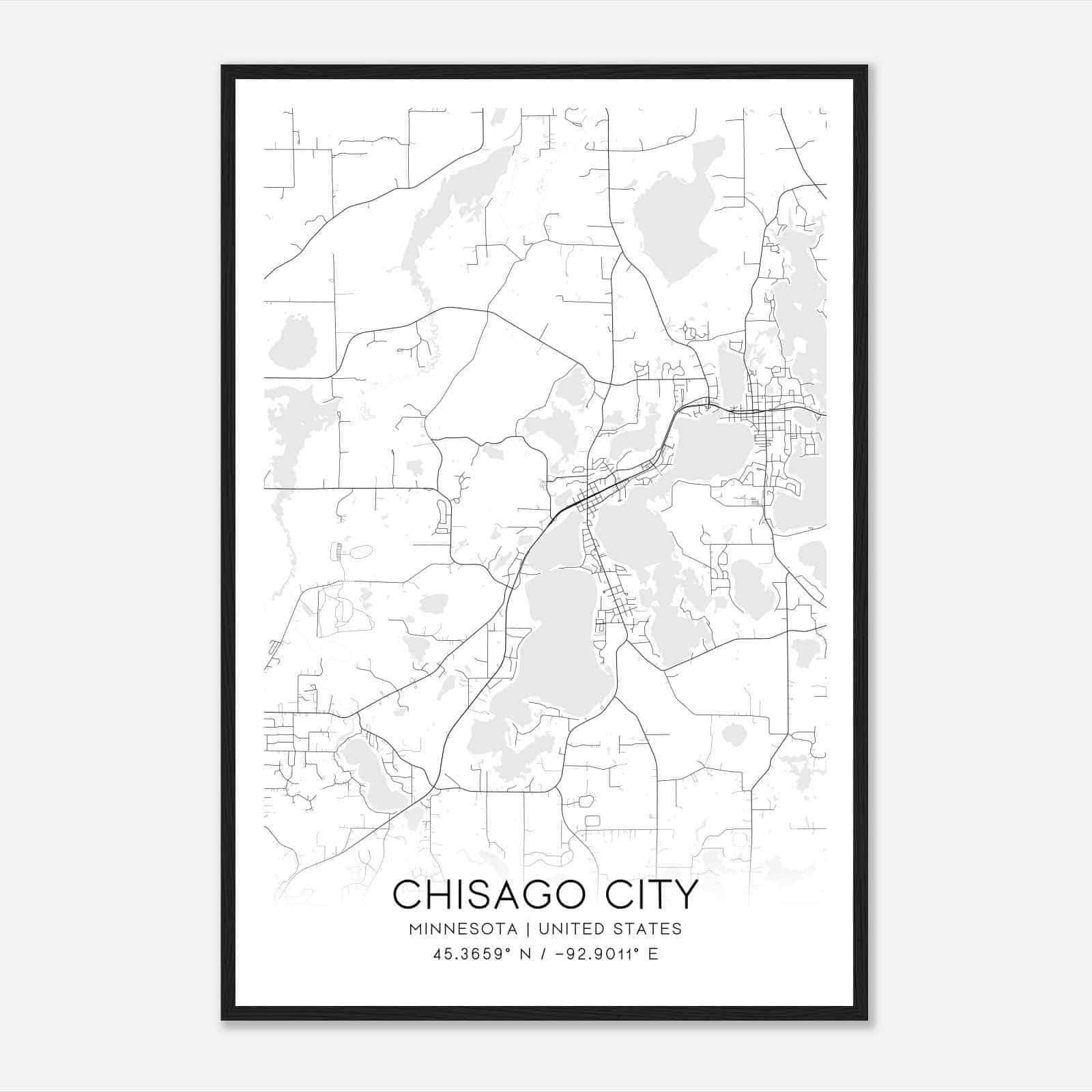 Chisago City Minnesota Map Poster, Modern Home Decor Wall Art Print