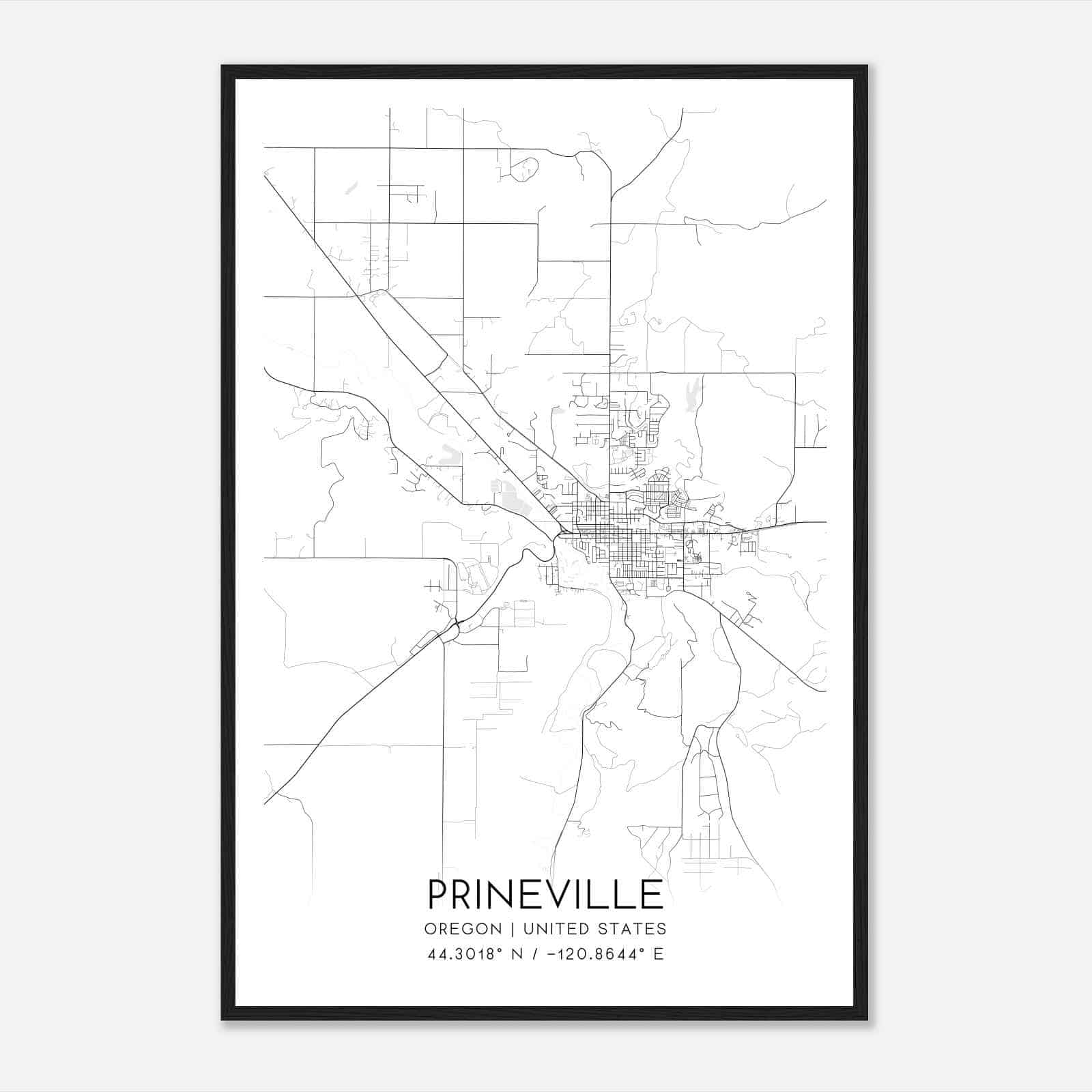 Prineville Oregon Map Poster, Modern Home Decor Wall Art Print