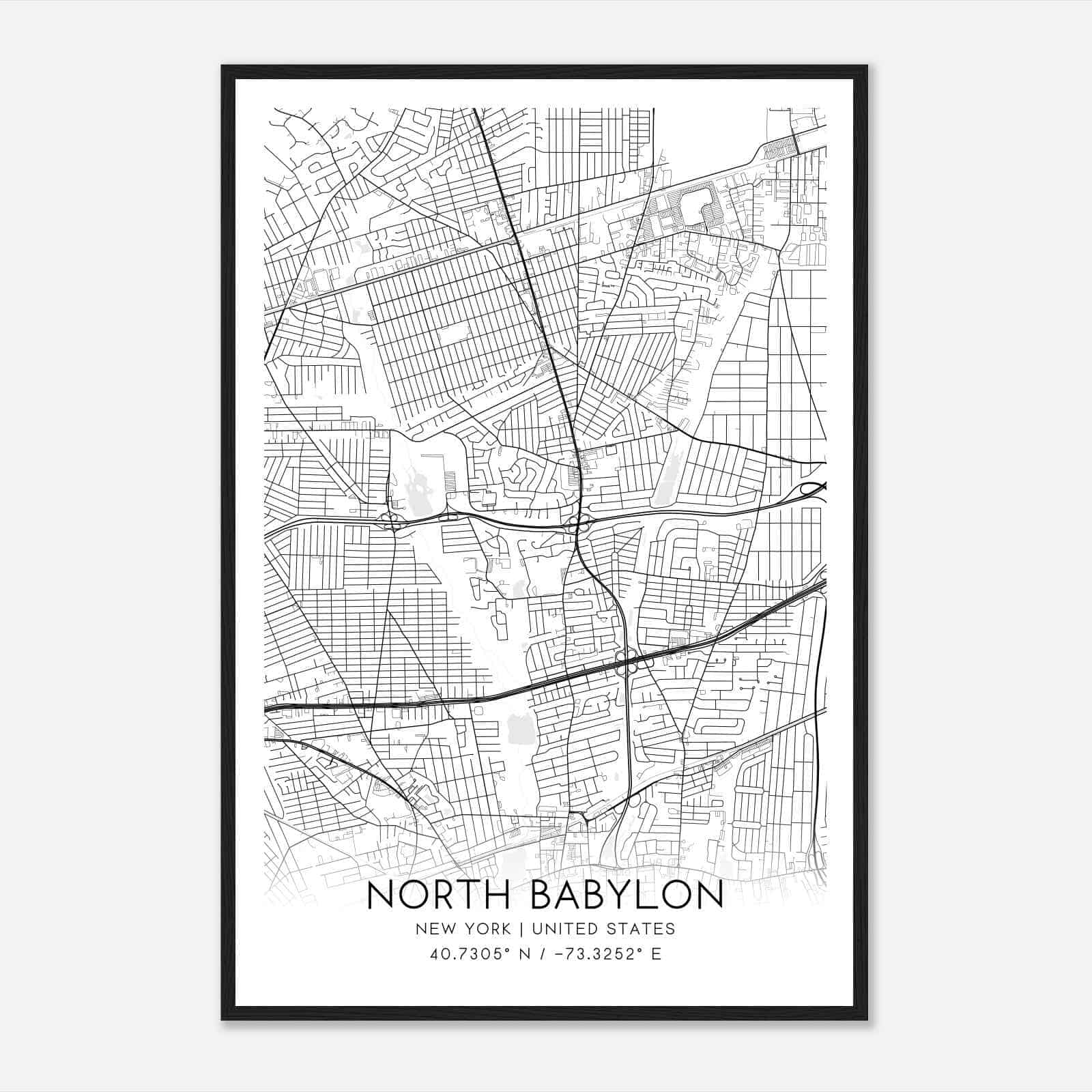 North Babylon New York Map Poster, Modern Home Decor Wall Art Print North Babylon New York Map Poster, Modern Home Decor Wall Art Print