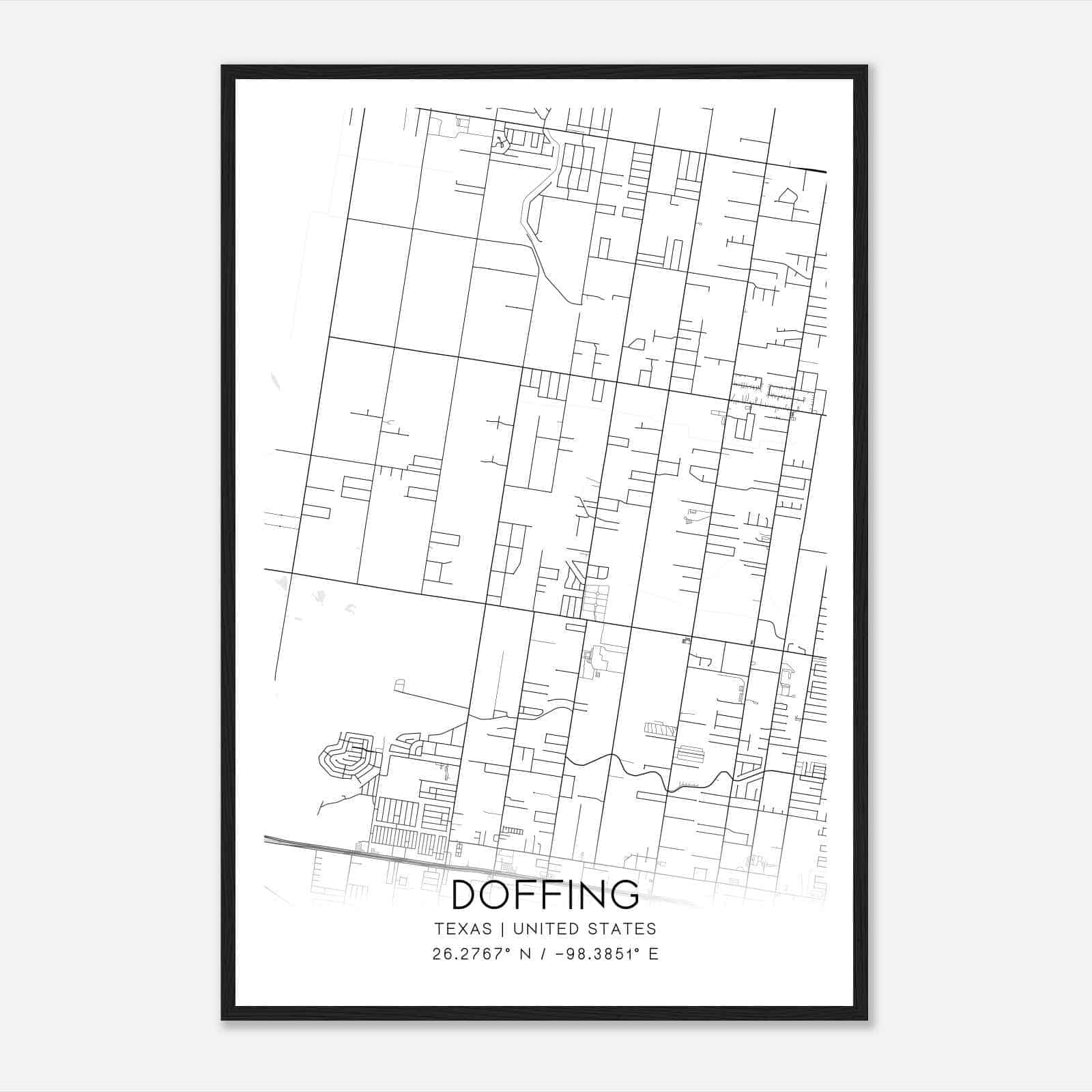 Doffing Texas Map Poster, Modern Home Decor Wall Art Print