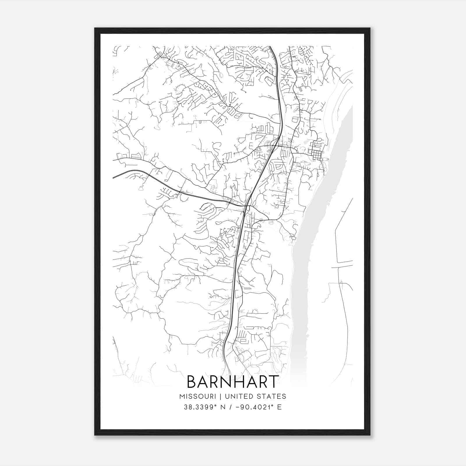 Barnhart Missouri Map Poster, Modern Home Decor Wall Art Print