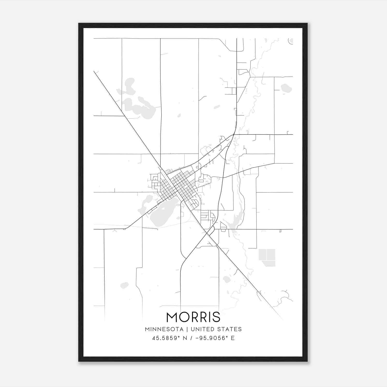 Morris Minnesota Map Poster, Modern Home Decor Wall Art Print