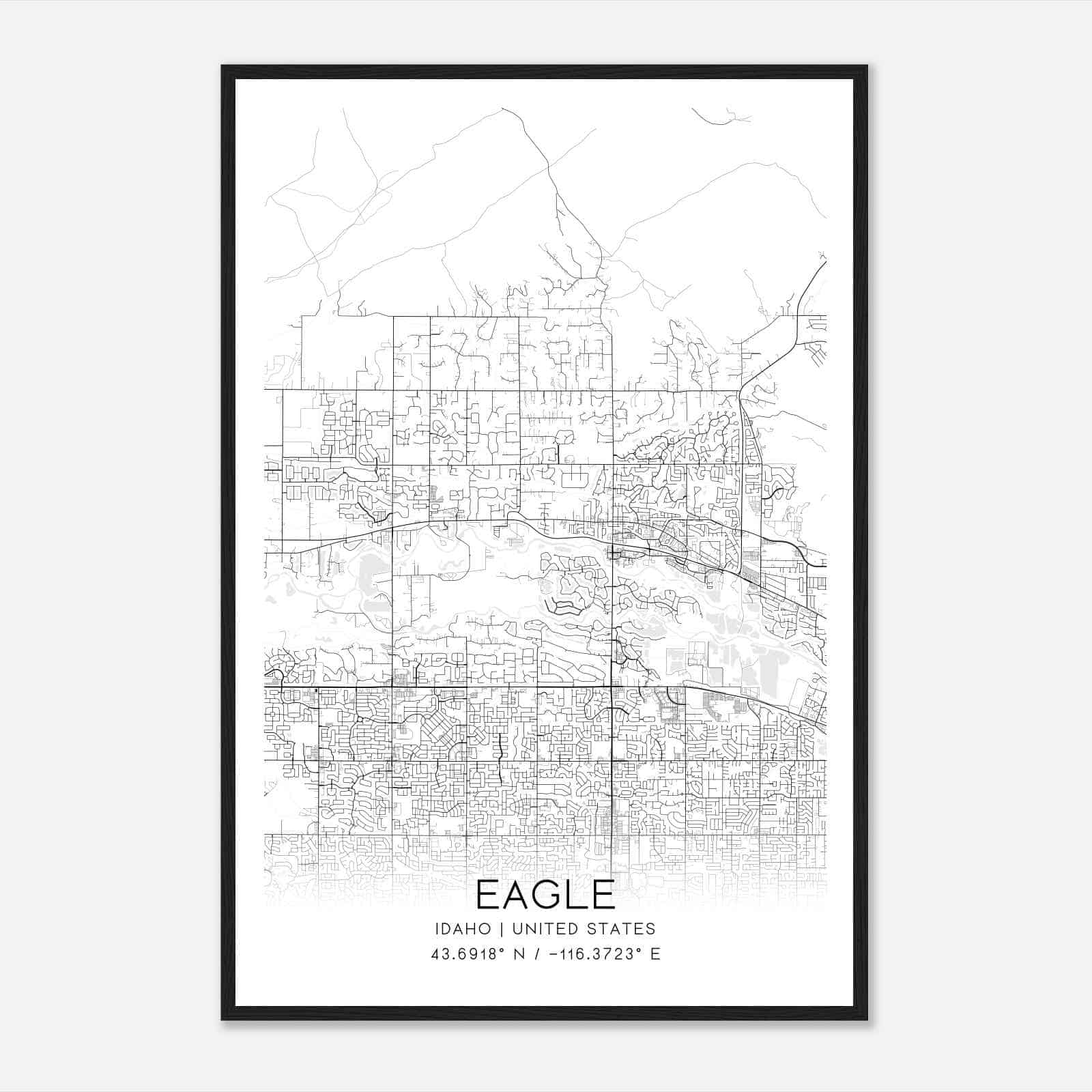 Eagle Idaho Map Poster, Modern Home Decor Wall Art Print