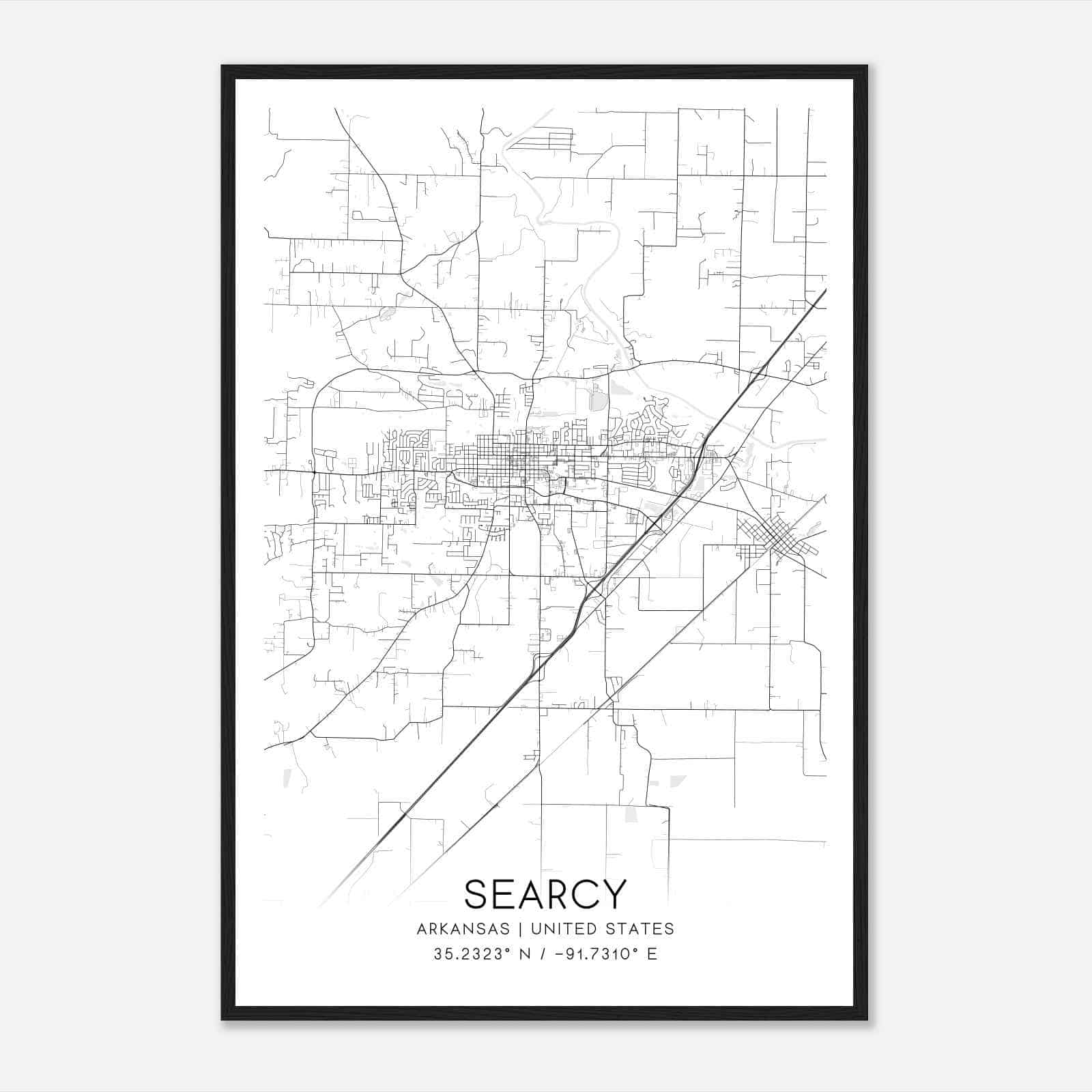 Searcy Arkansas Map Poster, Modern Home Decor Wall Art Print