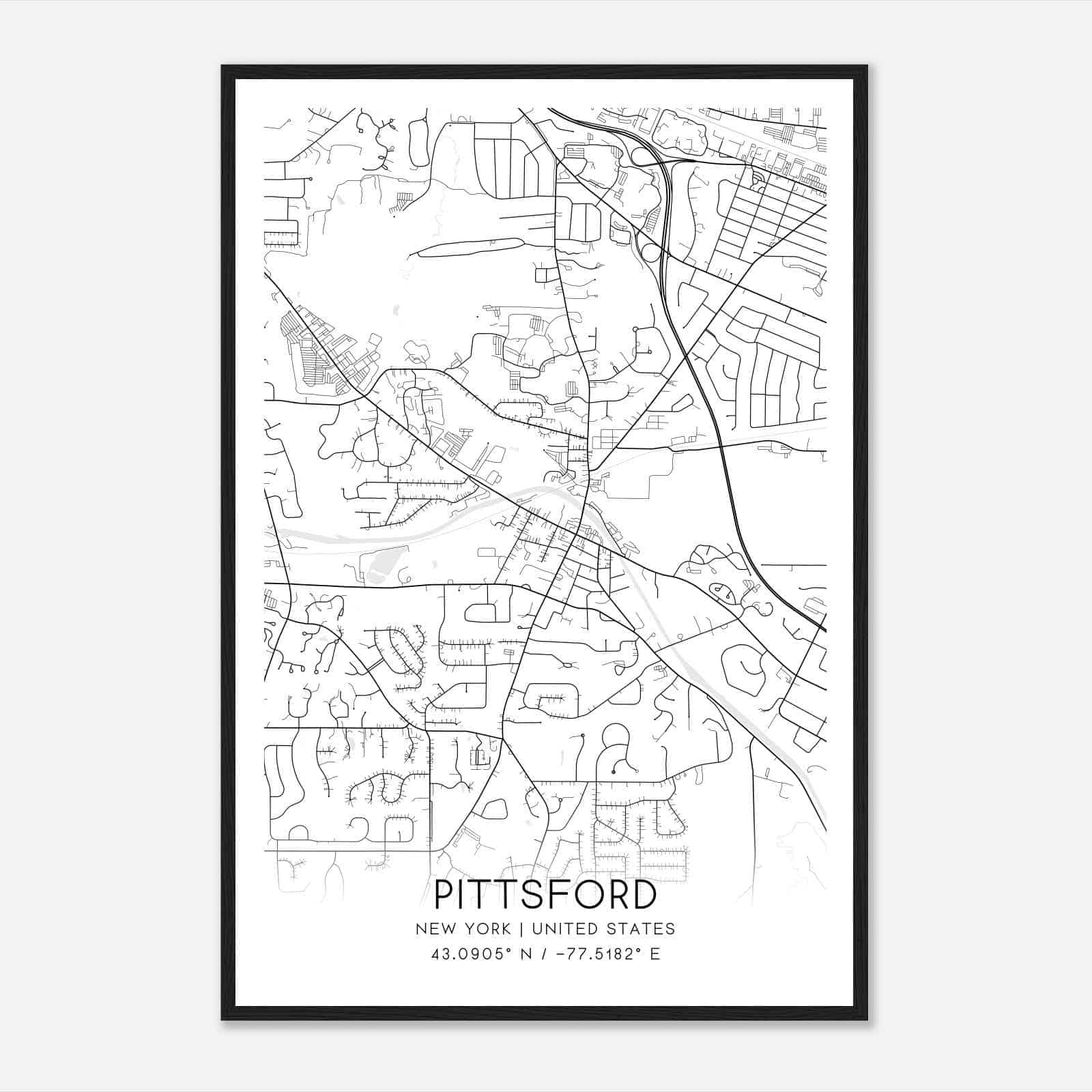 Pittsford New York Map Poster, Modern Home Decor Wall Art Print Pittsford New York Map Poster, Modern Home Decor Wall Art Print