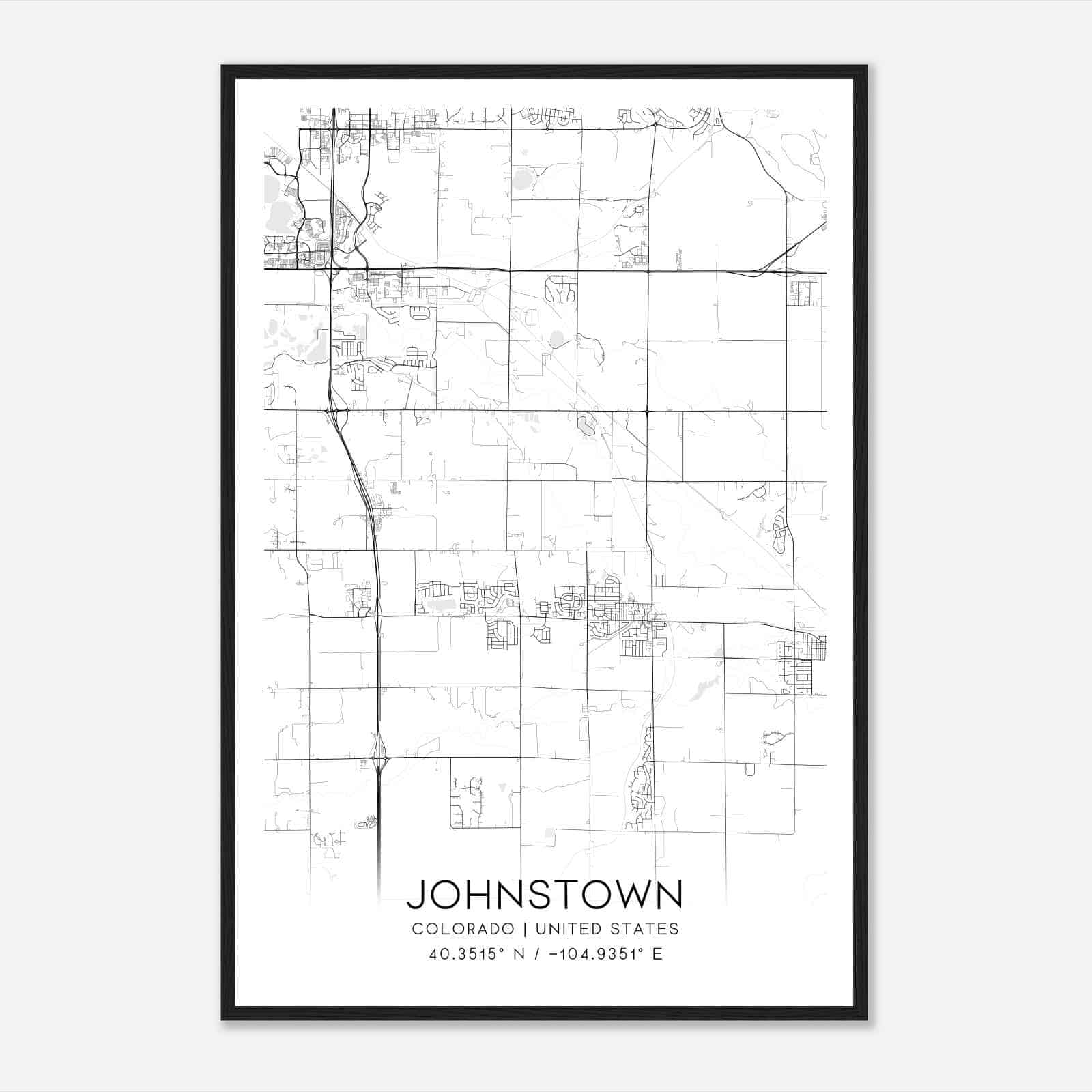 Johnstown Colorado Map Poster, Modern Home Decor Wall Art Print