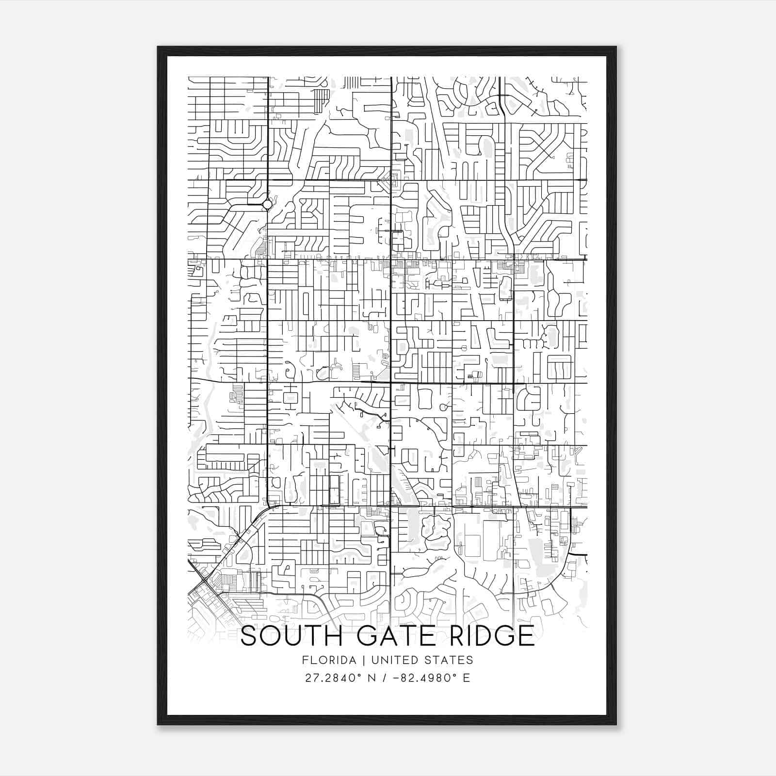 South Gate Ridge Florida Map Poster, Modern Home Decor Wall Art Print South Gate Ridge Florida Map Poster, Modern Home Decor Wall Art Print