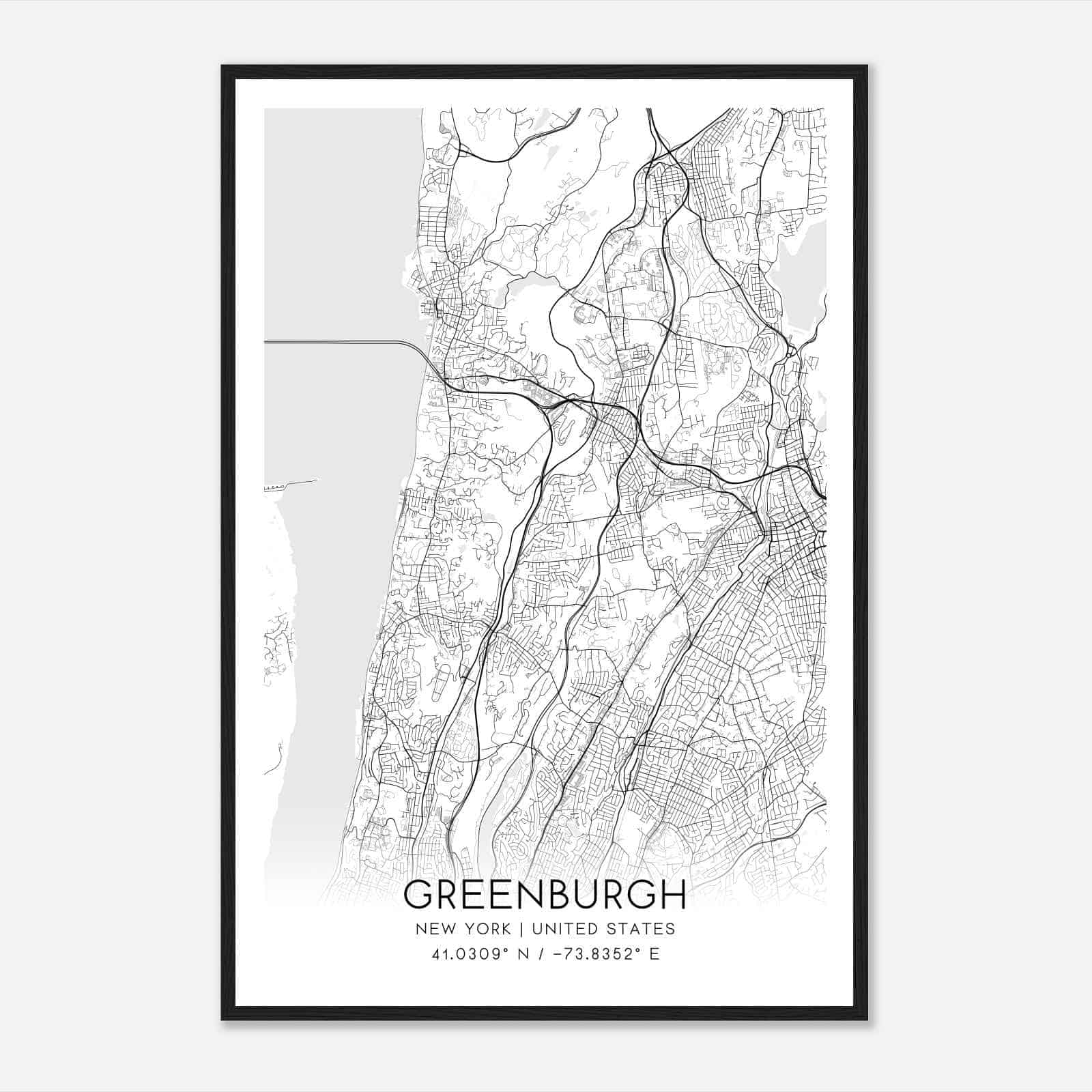 Greenburgh New York Map Poster, Modern Home Decor Wall Art Print