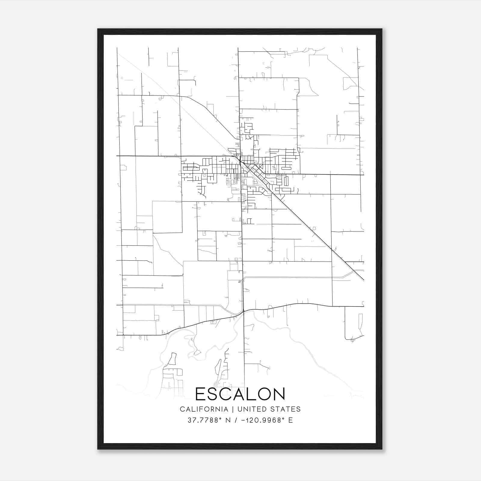 Escalon California Map Poster, Modern Home Decor Wall Art Print