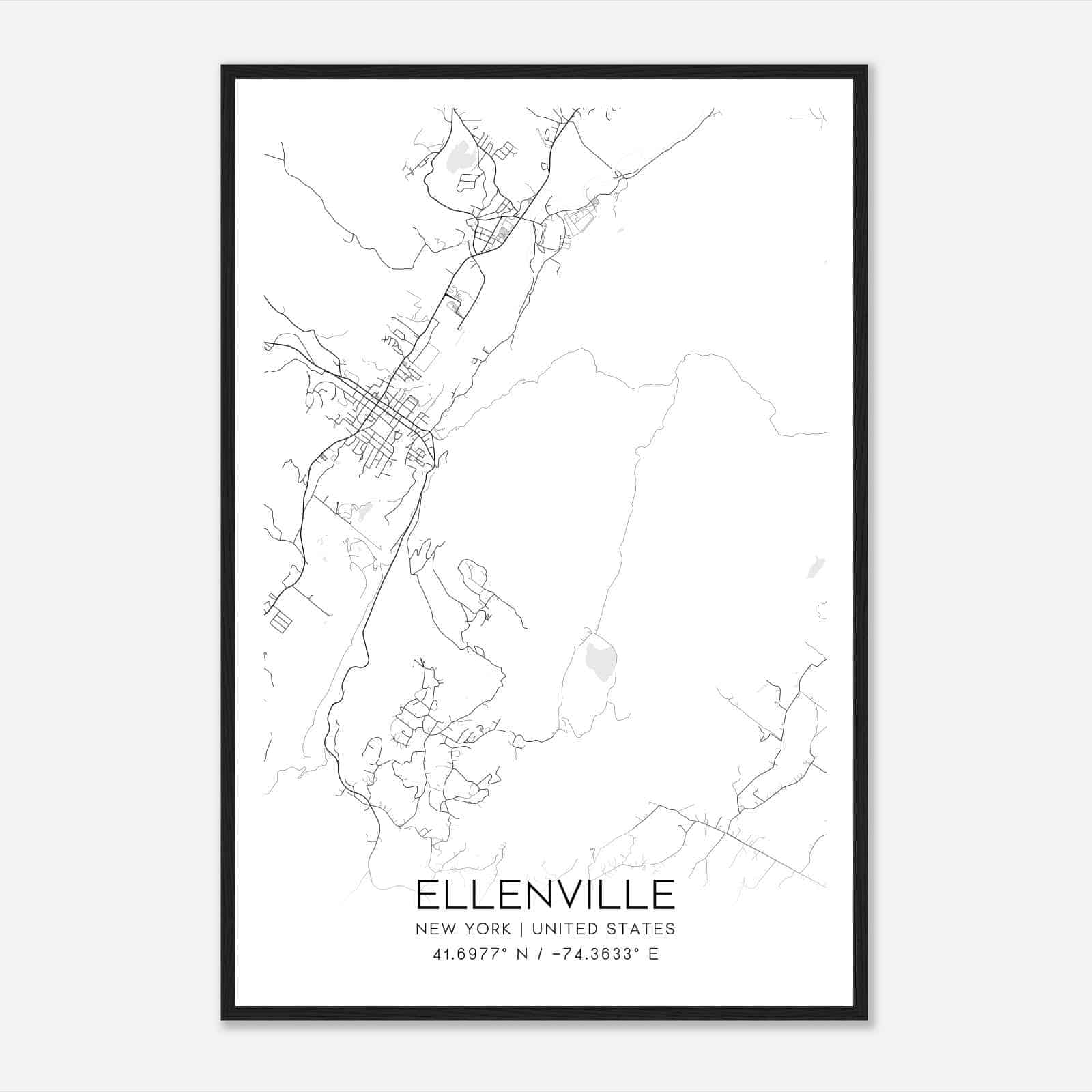 Ellenville New York Map Poster, Modern Home Decor Wall Art Print