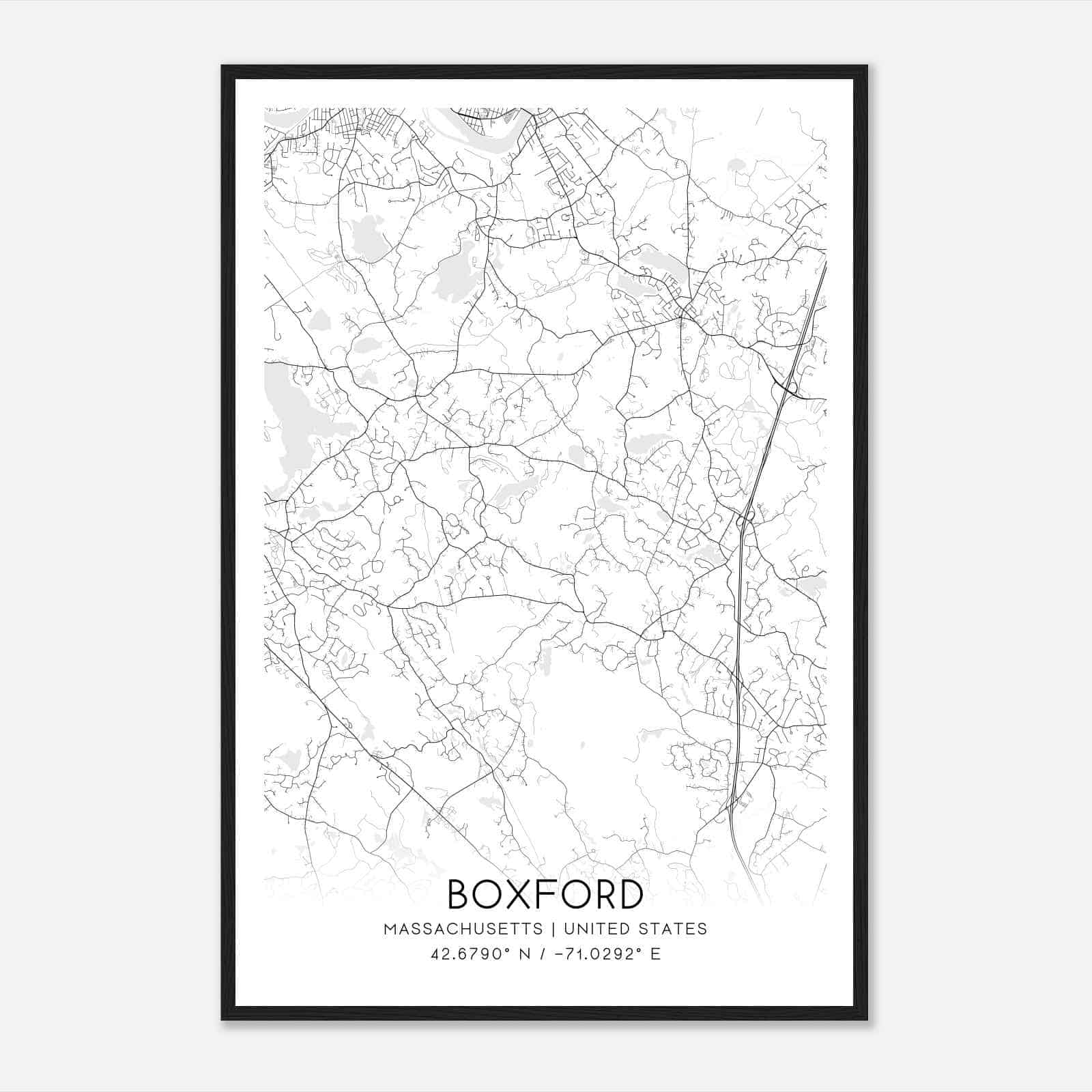 Boxford Massachusetts Map Poster, Modern Home Decor Wall Art Print