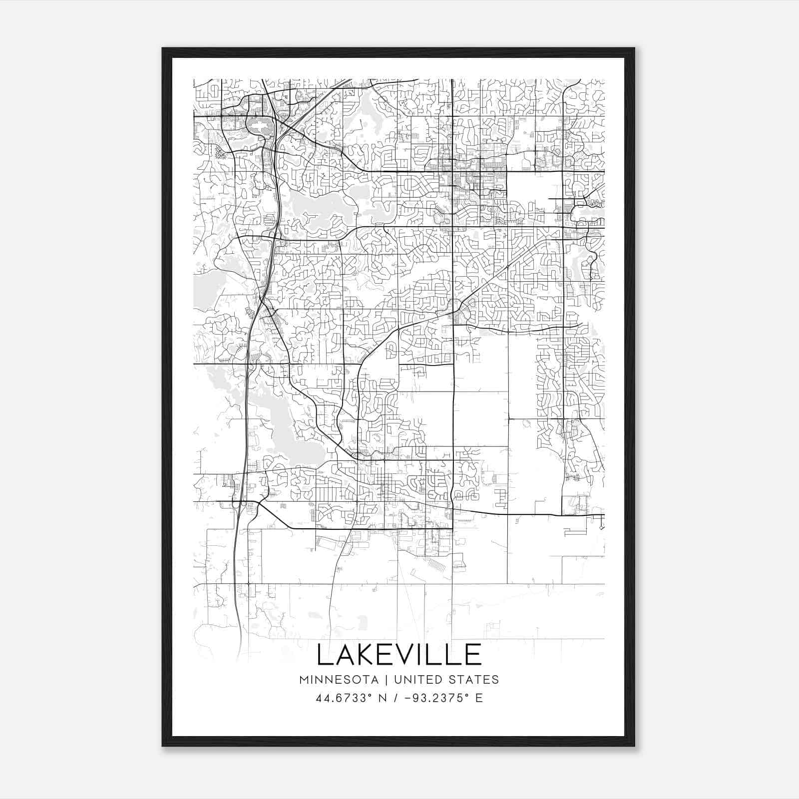 Lakeville Minnesota Map Poster, Modern Home Decor Wall Art Print