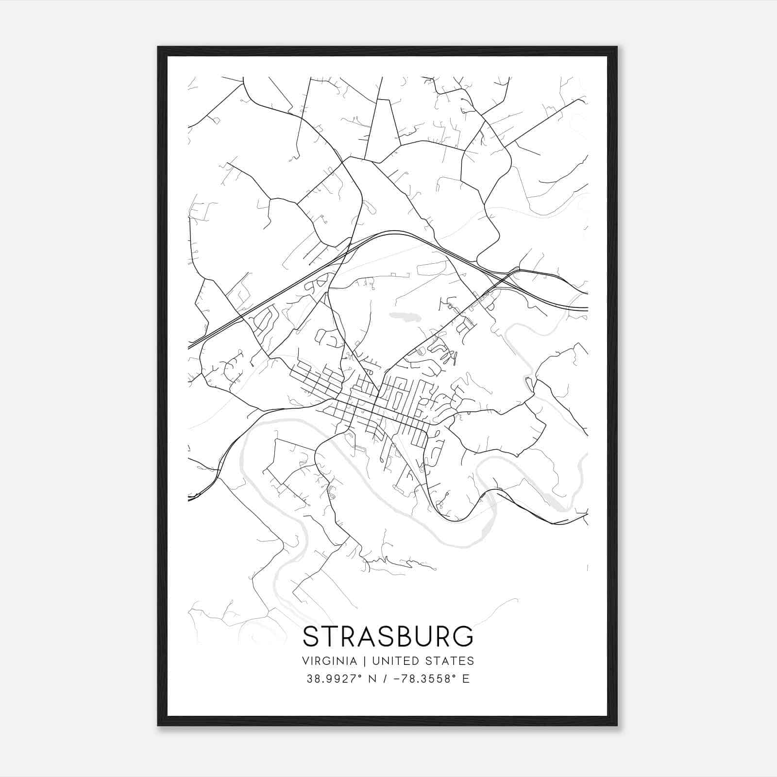 Strasburg Virginia Map Poster, Modern Home Decor Wall Art Print Strasburg Virginia Map Poster, Modern Home Decor Wall Art Print