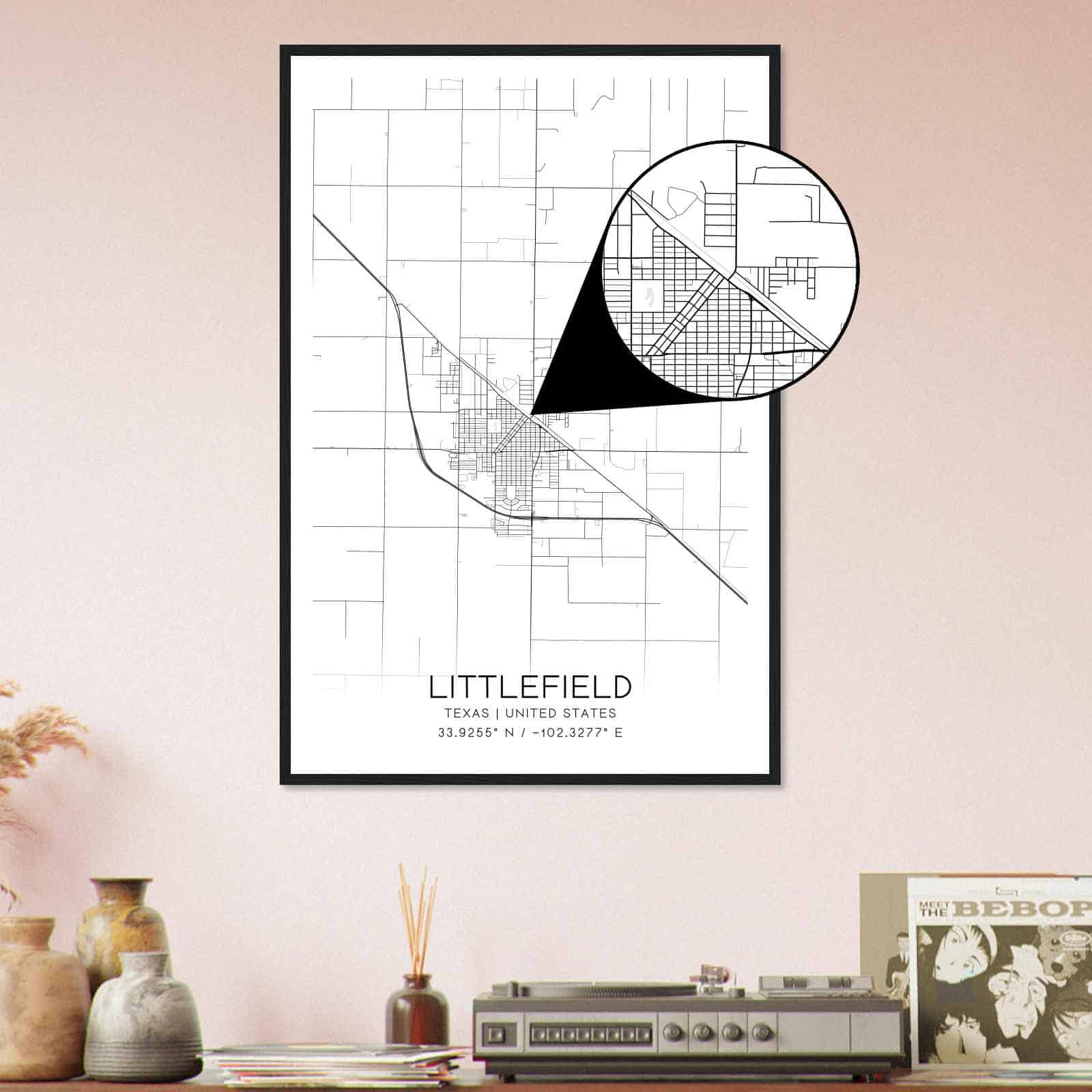 Deerfield Kansas Map Poster, Modern Home Decor Wall Art Print (Copy)