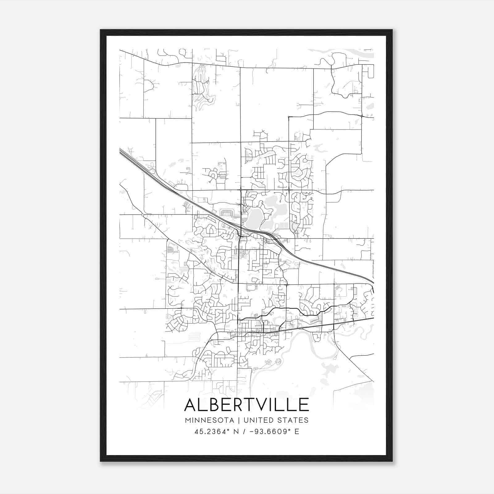 Albertville Minnesota Map Poster, Modern Home Decor Wall Art Print