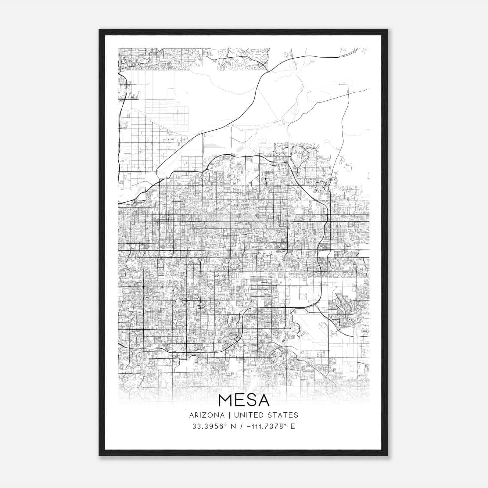 Mesa Arizona Map Poster, Modern Home Decor Wall Art Print