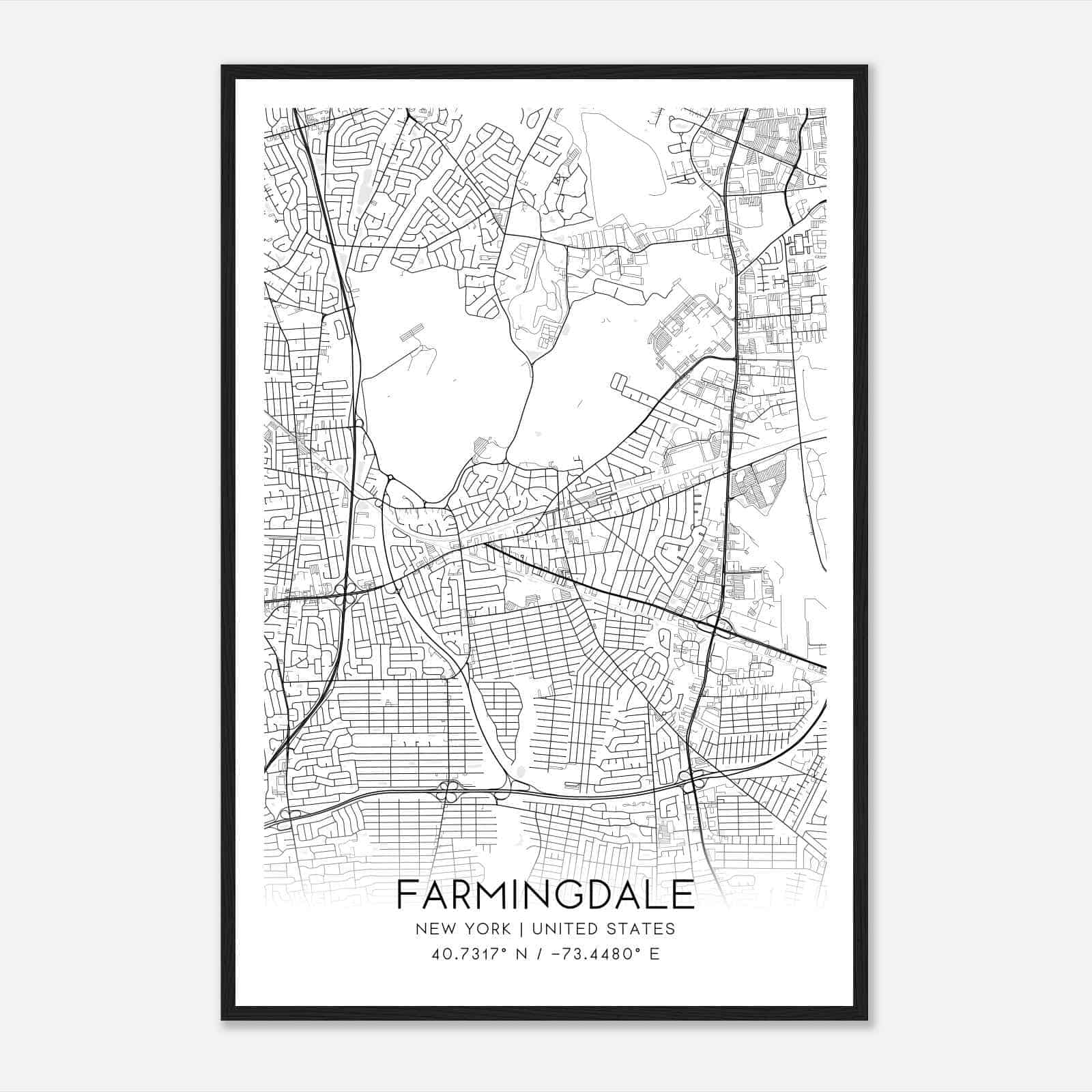 Farmingdale New York Map Poster, Modern Home Decor Wall Art Print