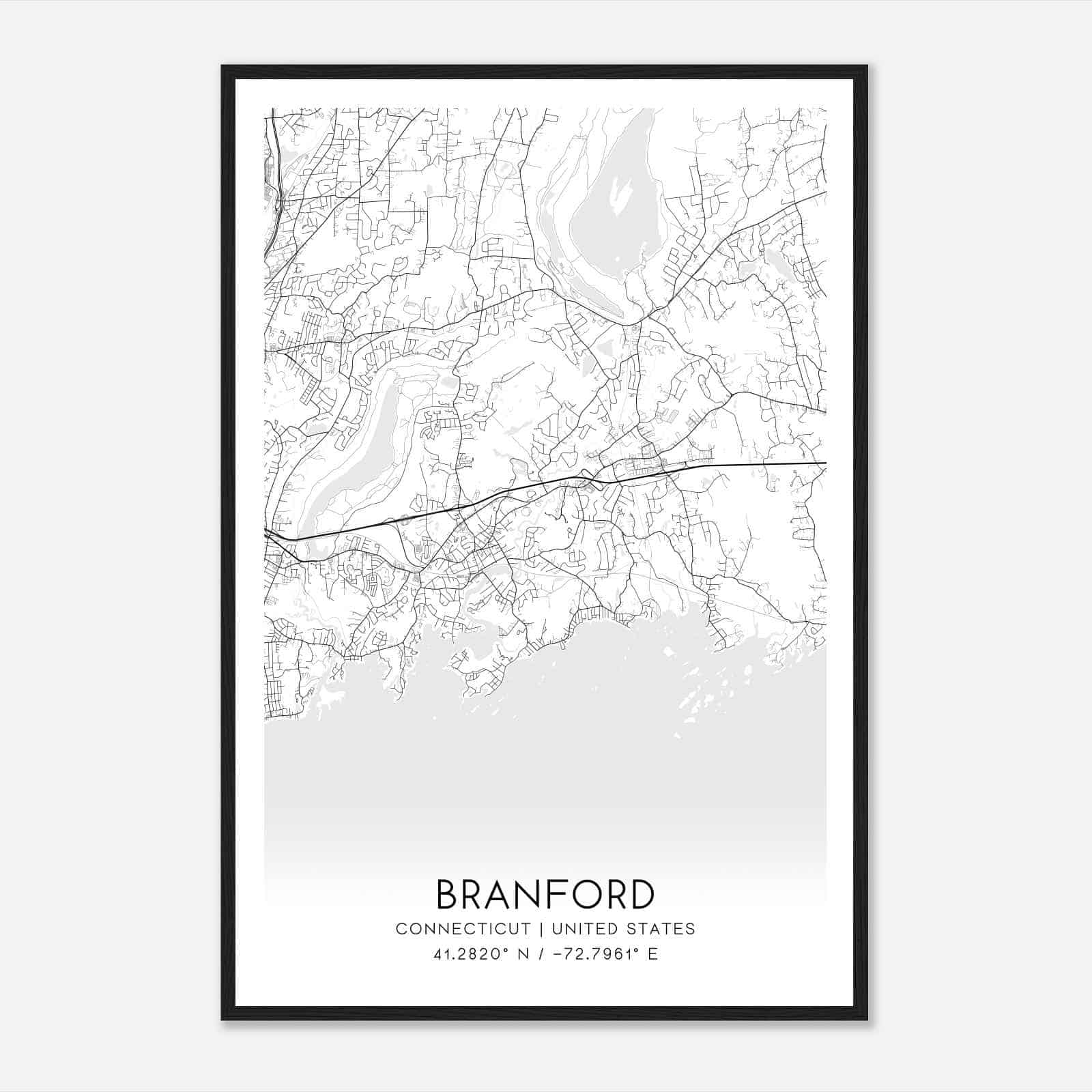 Branford Connecticut Map Poster, Modern Home Decor Wall Art Print