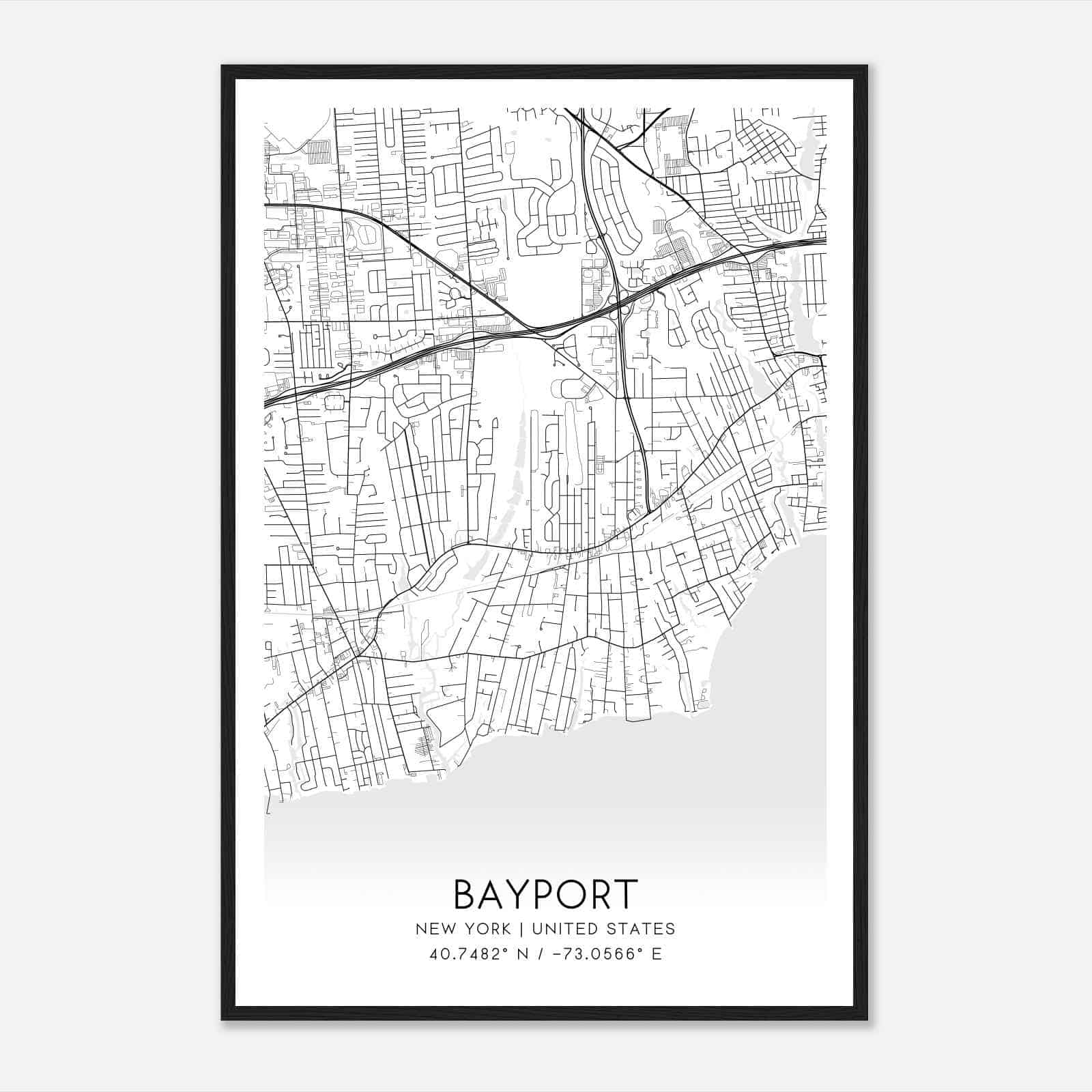 Bayport New York Map Poster, Modern Home Decor Wall Art Print