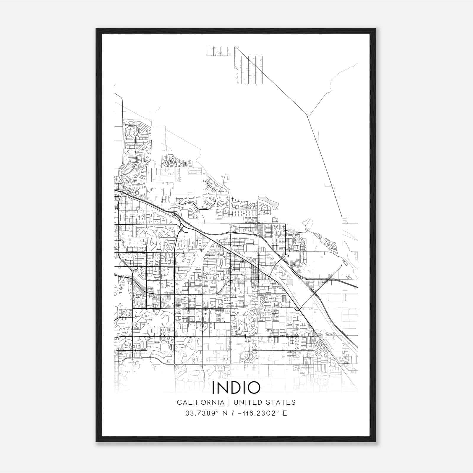 Indio California Map Poster, Modern Home Decor Wall Art Print Indio California Map Poster, Modern Home Decor Wall Art Print