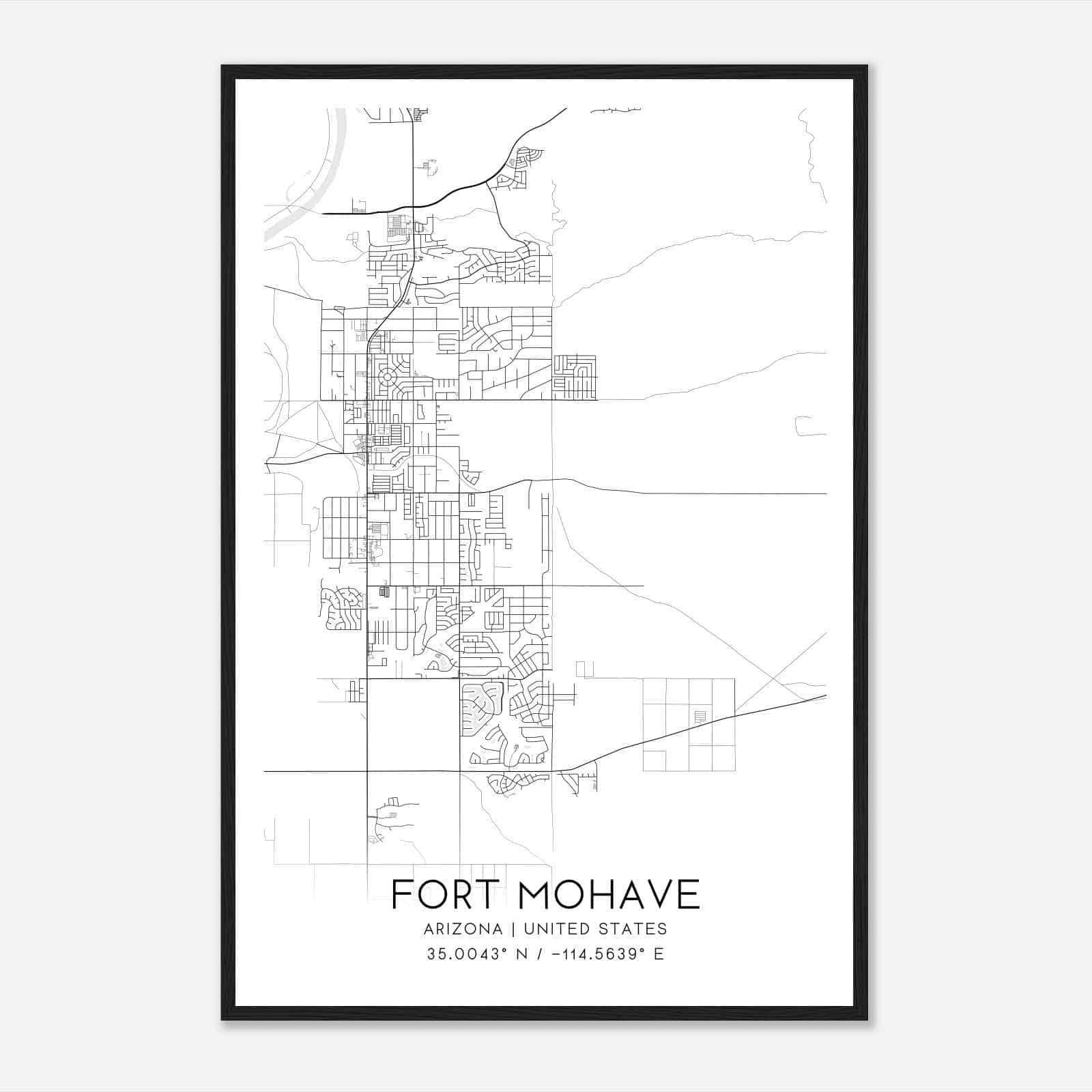 Fort Mohave Arizona Map Poster, Modern Home Decor Wall Art Print