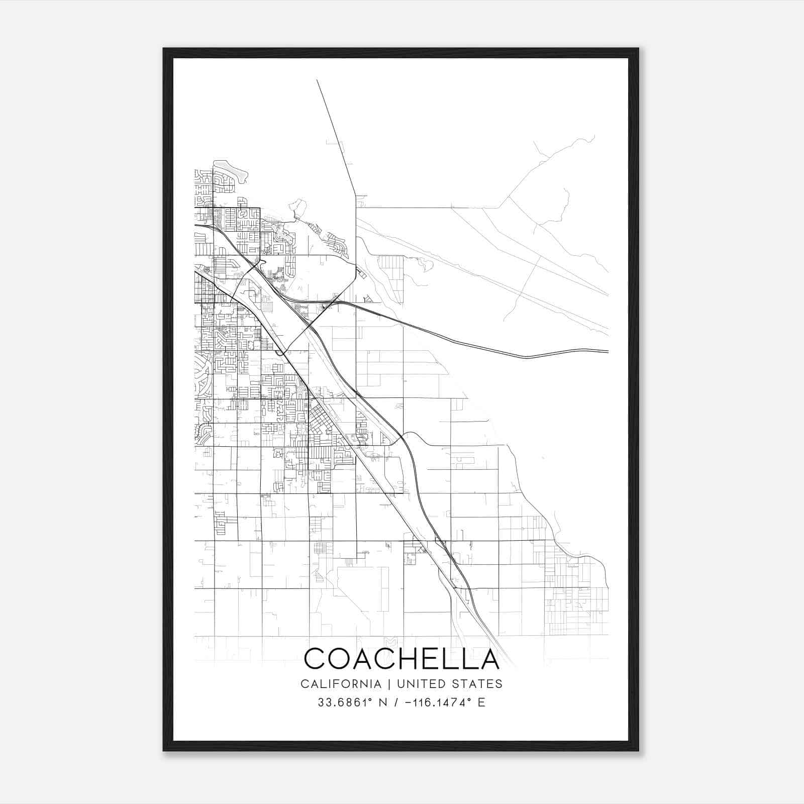 Coachella California Map Poster, Modern Home Decor Wall Art Print