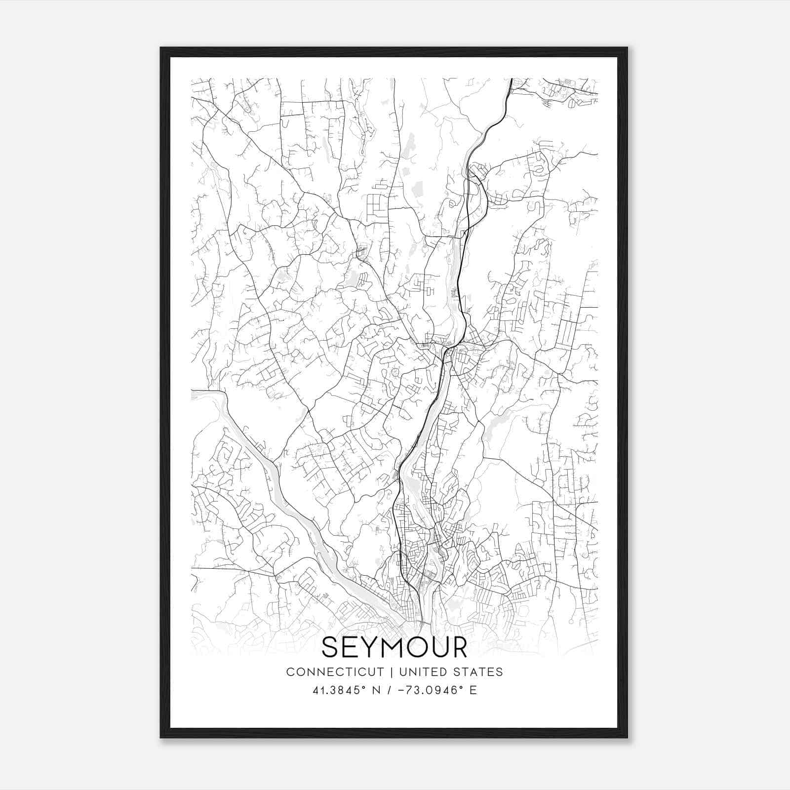 Seymour Connecticut Map Poster, Modern Home Decor Wall Art Print