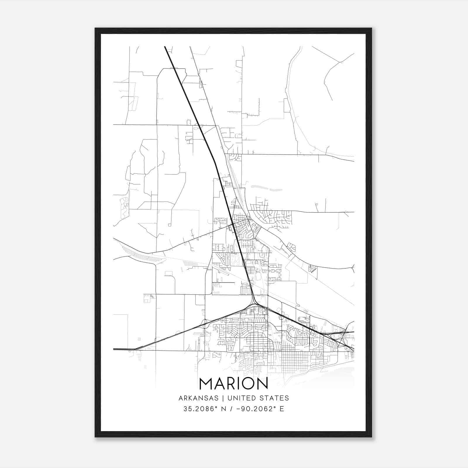 Marion Arkansas Map Poster, Modern Home Decor Wall Art Print