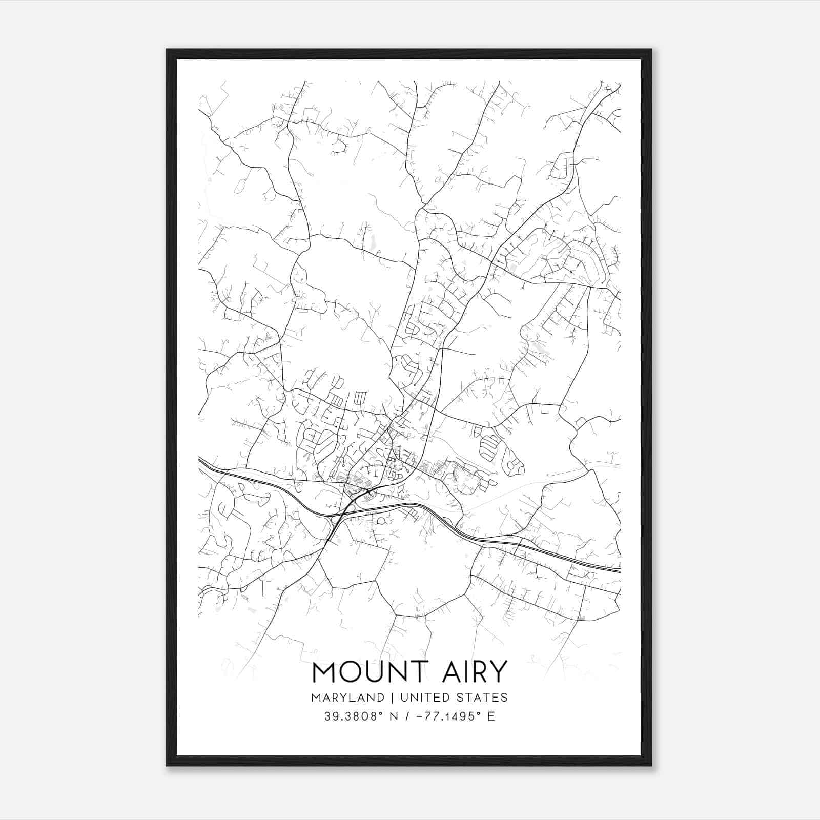 Mount Airy Maryland Map Poster, Modern Home Decor Wall Art Print