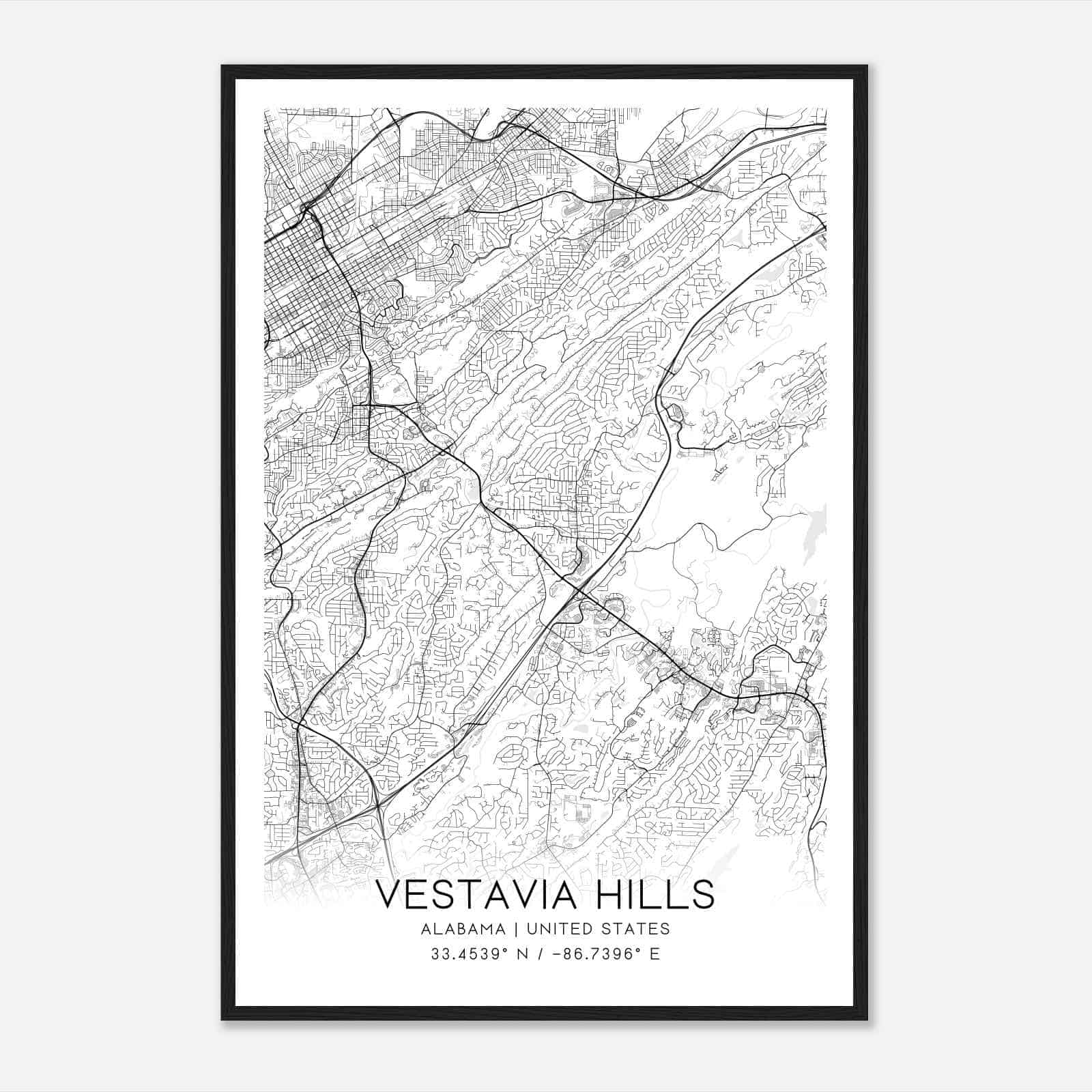 Vestavia Hills Alabama Map Poster, Modern Home Decor Wall Art Print