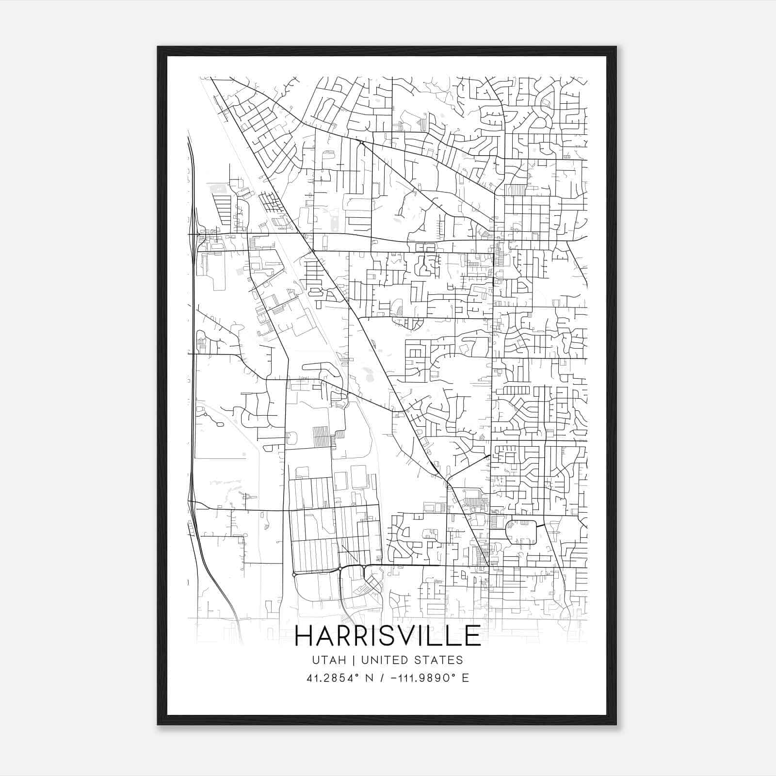 Harrisville Utah Map Poster, Modern Home Decor Wall Art Print