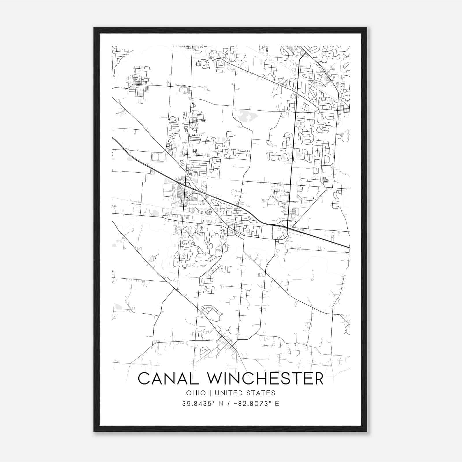 Canal Winchester Ohio Map Poster, Modern Home Decor Wall Art Print