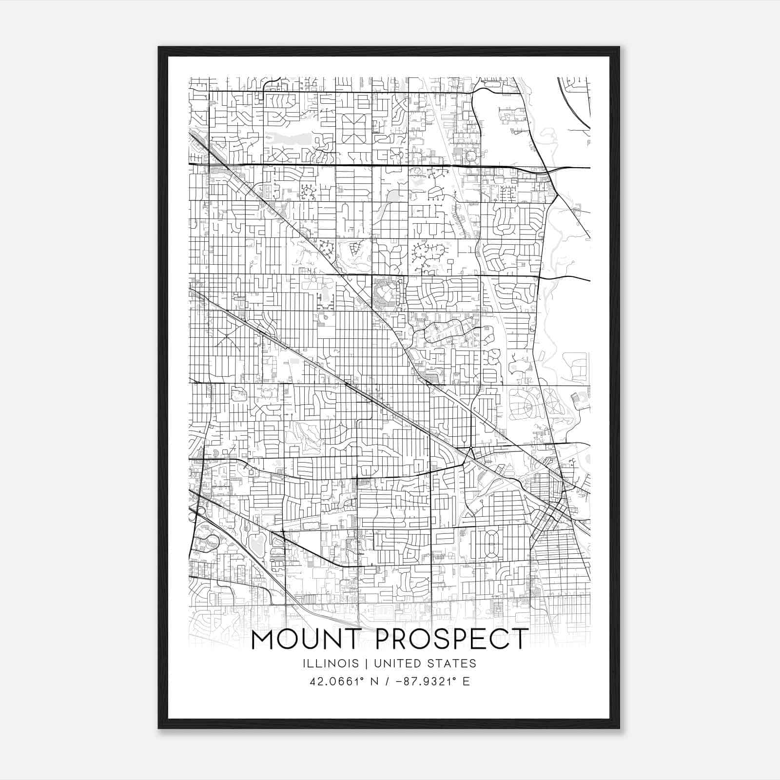 Mount Prospect Illinois Map Poster, Modern Home Decor Wall Art Print