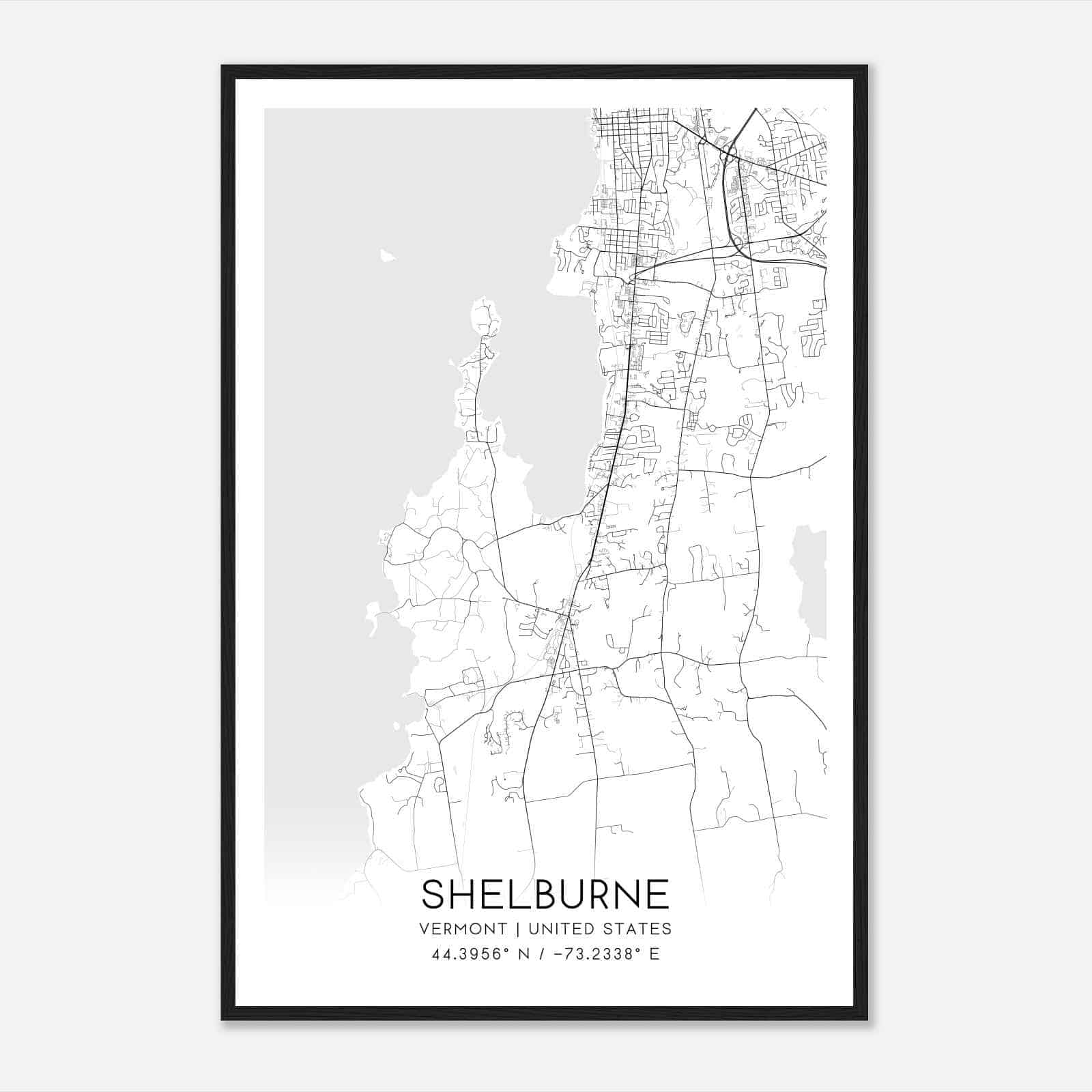 Shelburne Vermont Map Poster, Modern Home Decor Wall Art Print