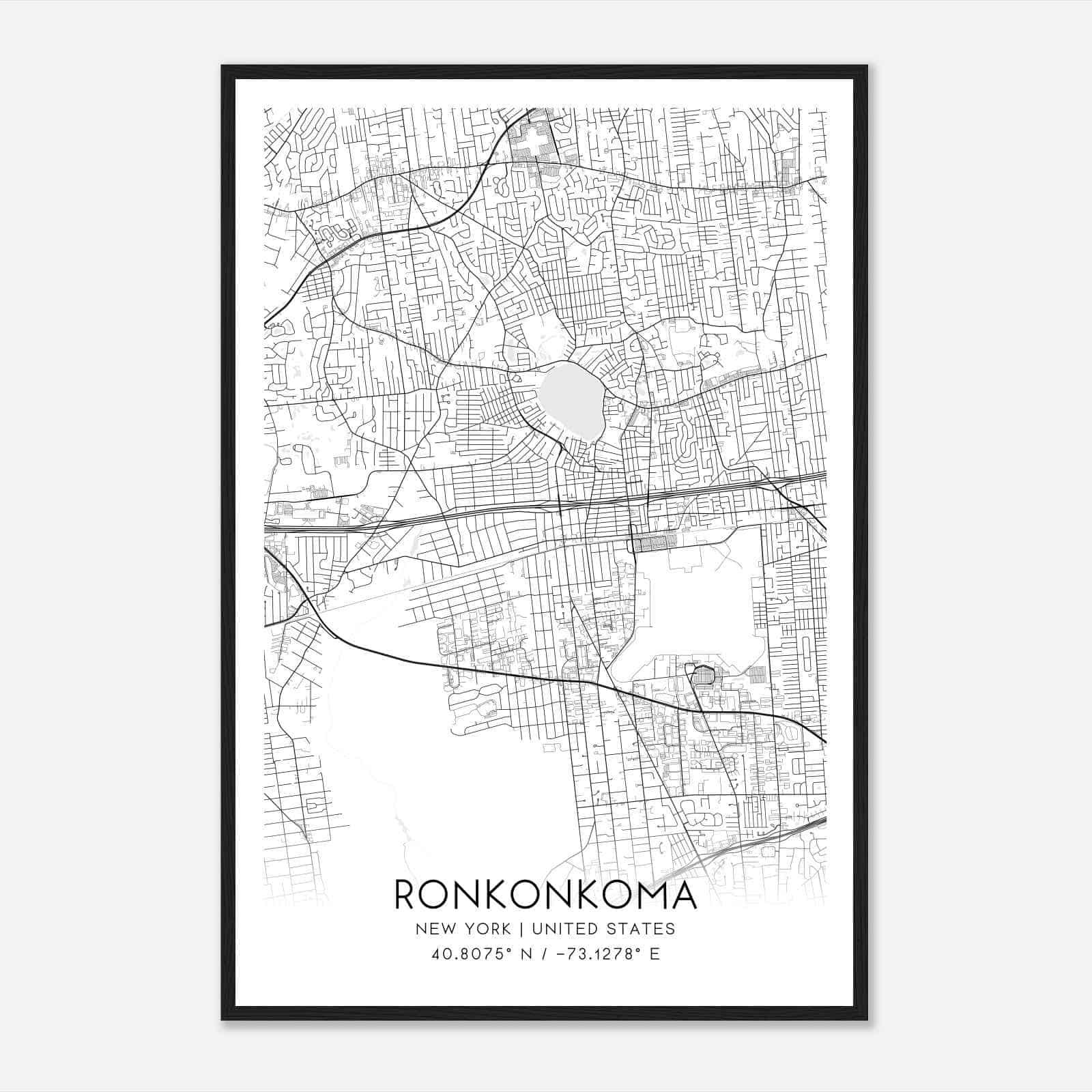 Ronkonkoma New York Map Poster, Modern Home Decor Wall Art Print Ronkonkoma New York Map Poster, Modern Home Decor Wall Art Print