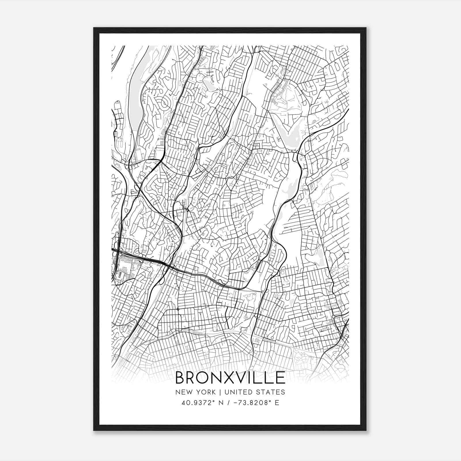 Bronxville New York Map Poster, Modern Home Decor Wall Art Print