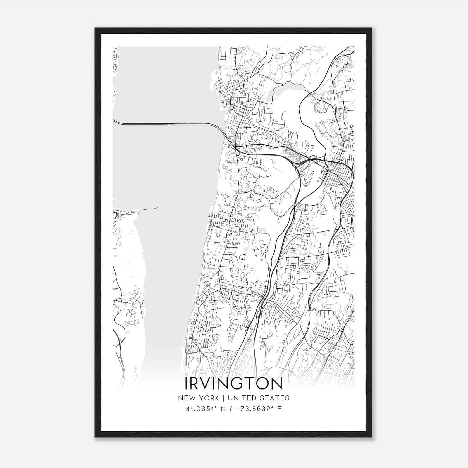 Irvington New York Map Poster, Modern Home Decor Wall Art Print
