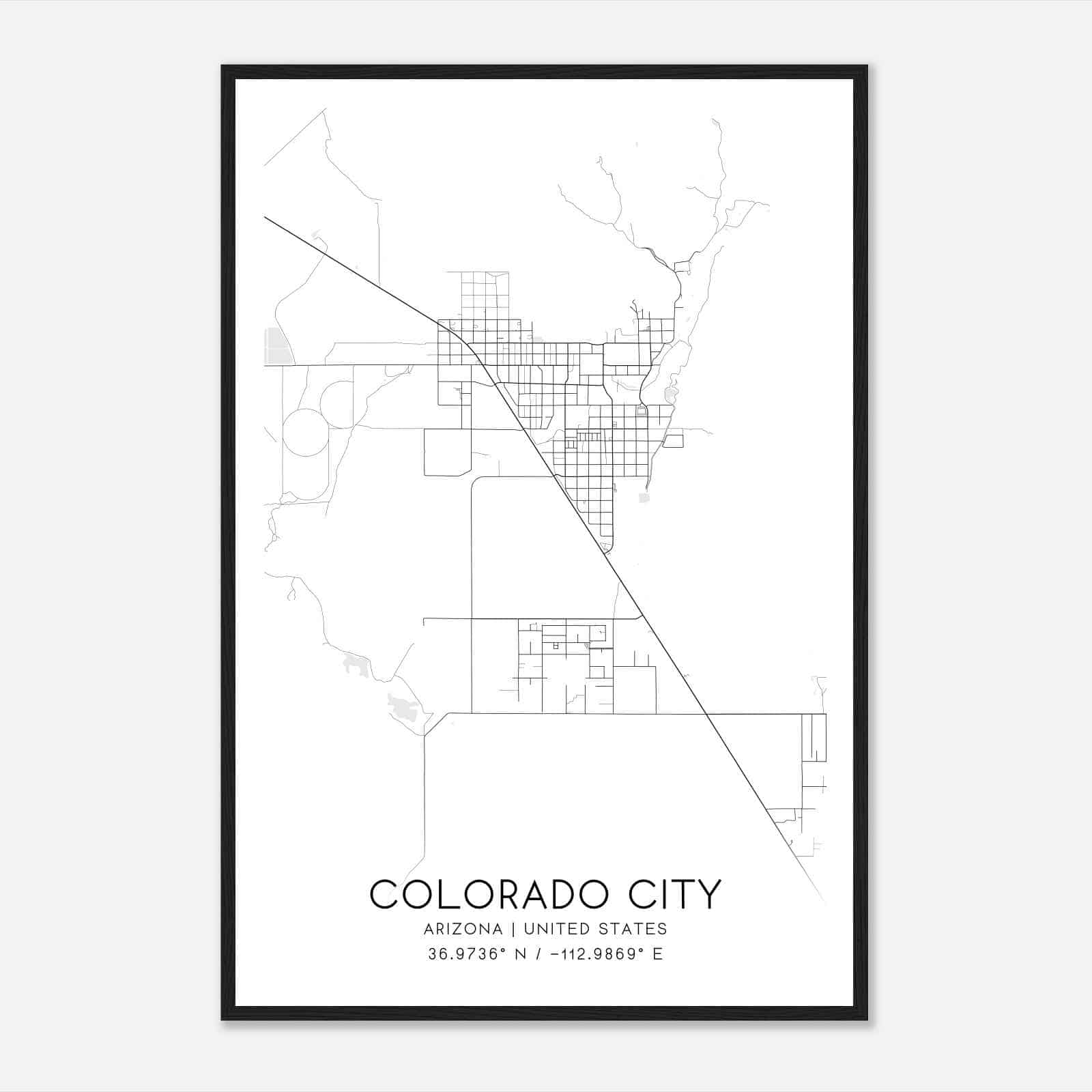 Colorado City Arizona Map Poster, Modern Home Decor Wall Art Print