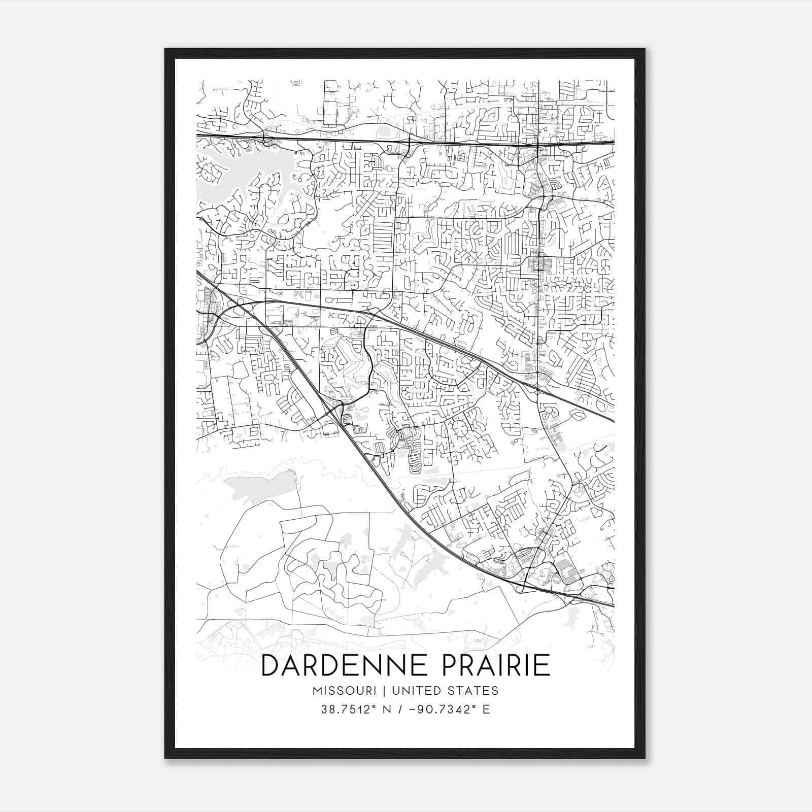Dardenne Prairie Missouri Map Poster, Modern Home Decor Wall Art Print