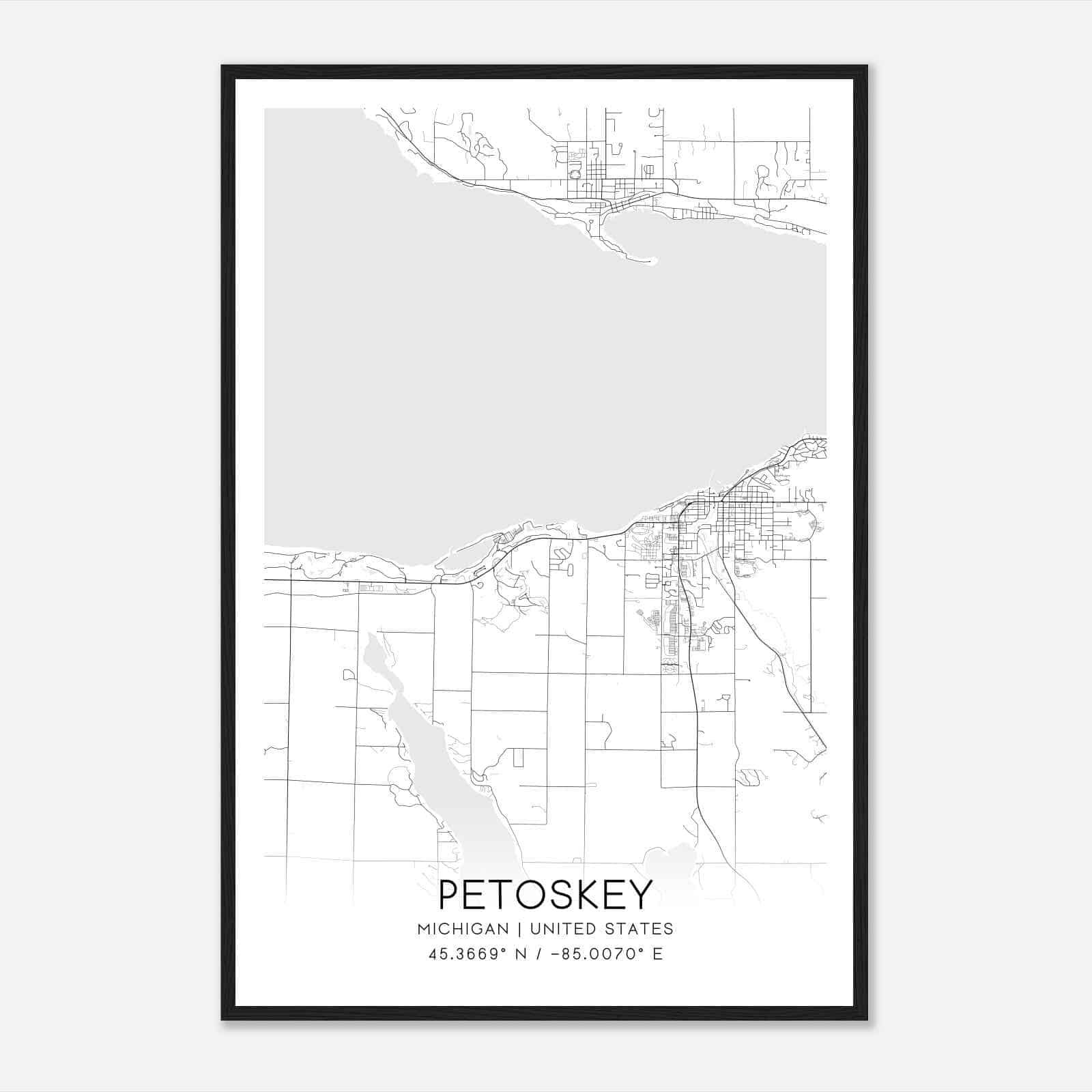 Petoskey Michigan Map Poster, Modern Home Decor Wall Art Print Petoskey Michigan Map Poster, Modern Home Decor Wall Art Print