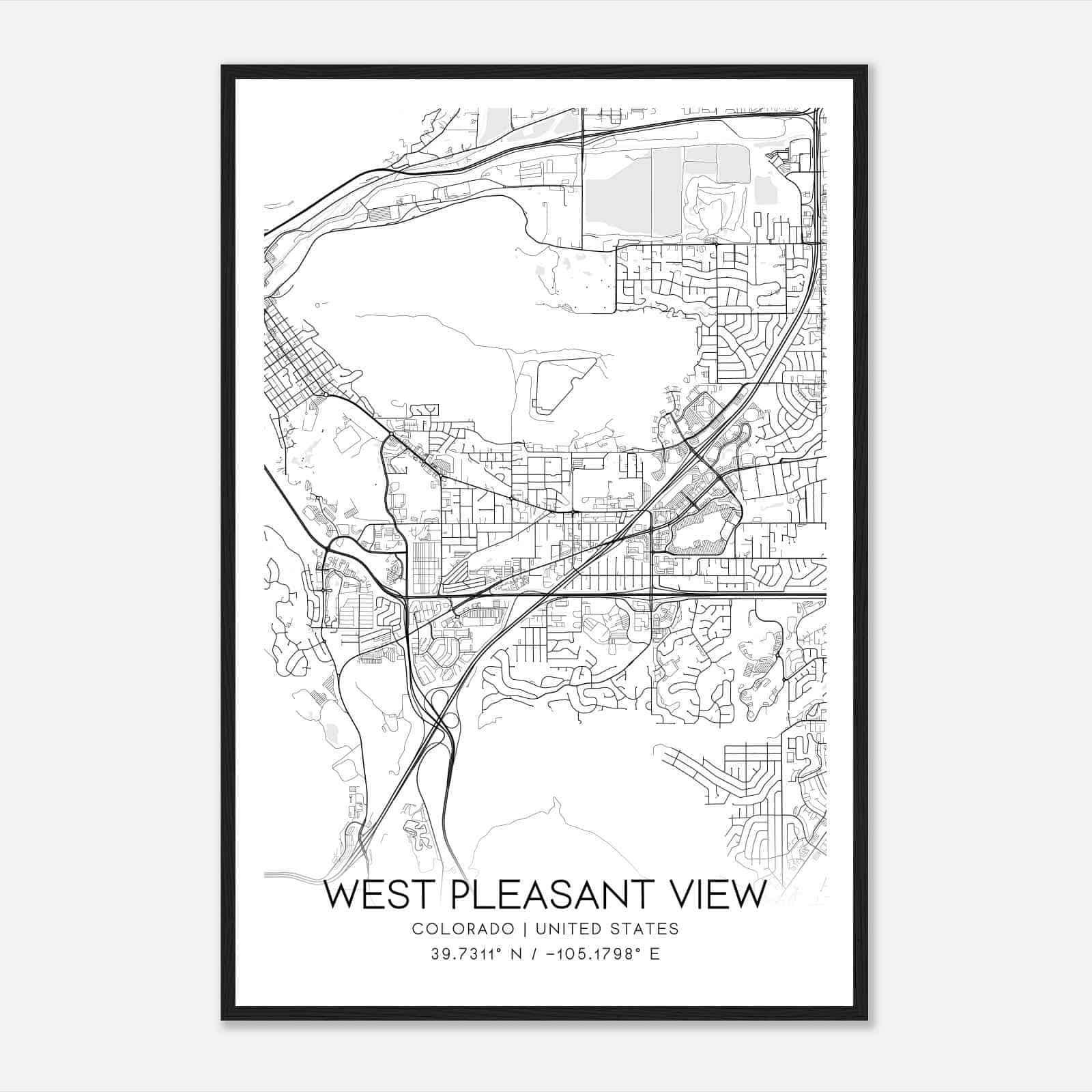 West Pleasant View Colorado Map Poster, Modern Home Decor Wall Art Print