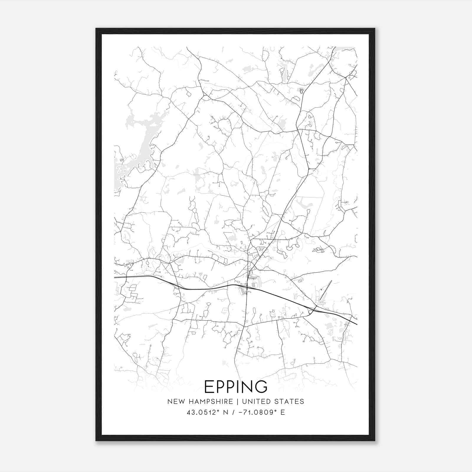 Epping New Hampshire Map Poster, Modern Home Decor Wall Art Print