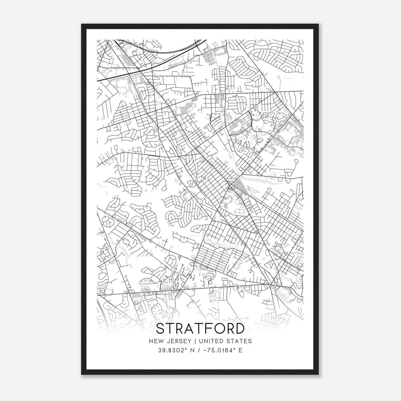 Stratford New Jersey Map Poster, Modern Home Decor Wall Art Print Stratford New Jersey Map Poster, Modern Home Decor Wall Art Print