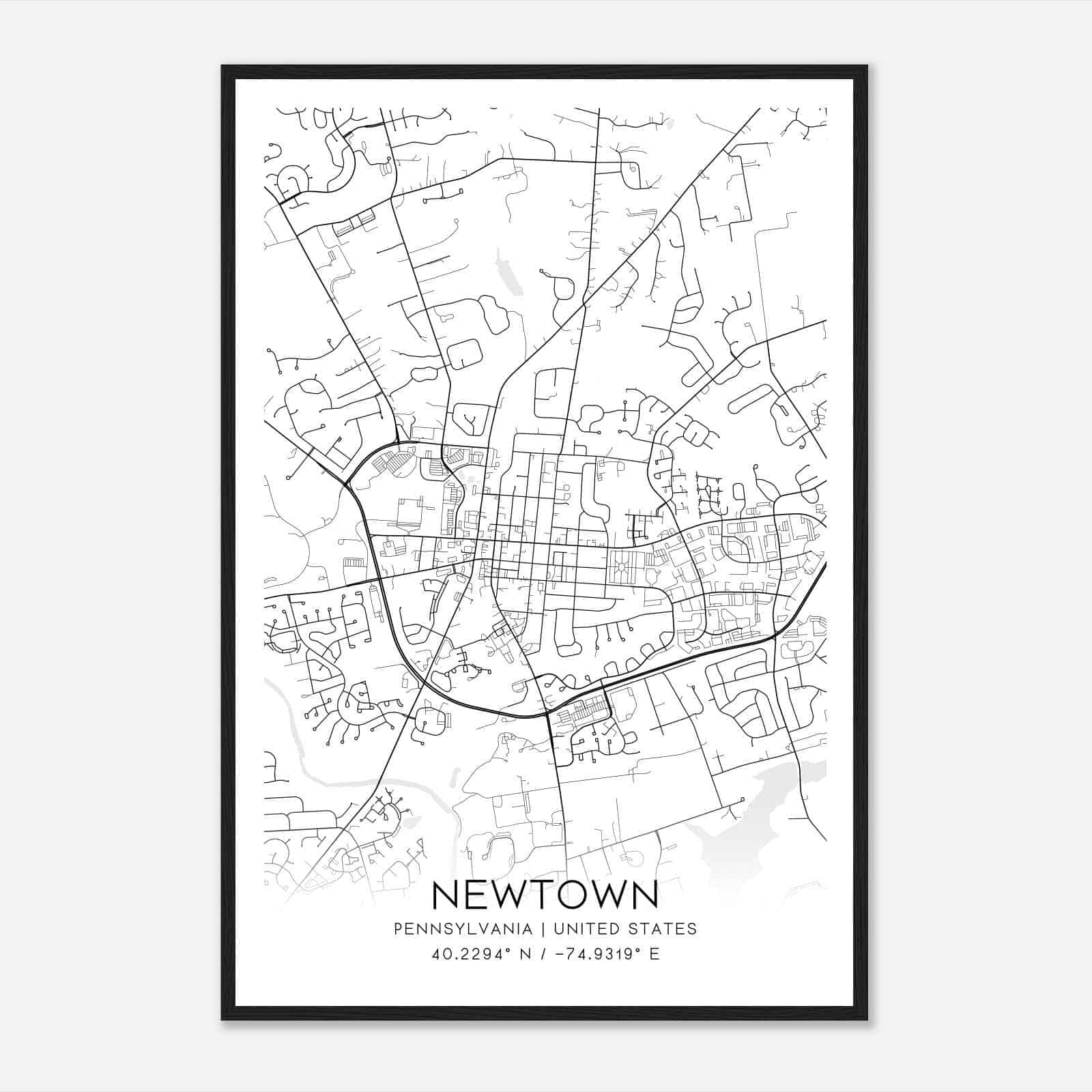 Newtown Pennsylvania Map Poster, Modern Home Decor Wall Art Print Newtown Pennsylvania Map Poster, Modern Home Decor Wall Art Print