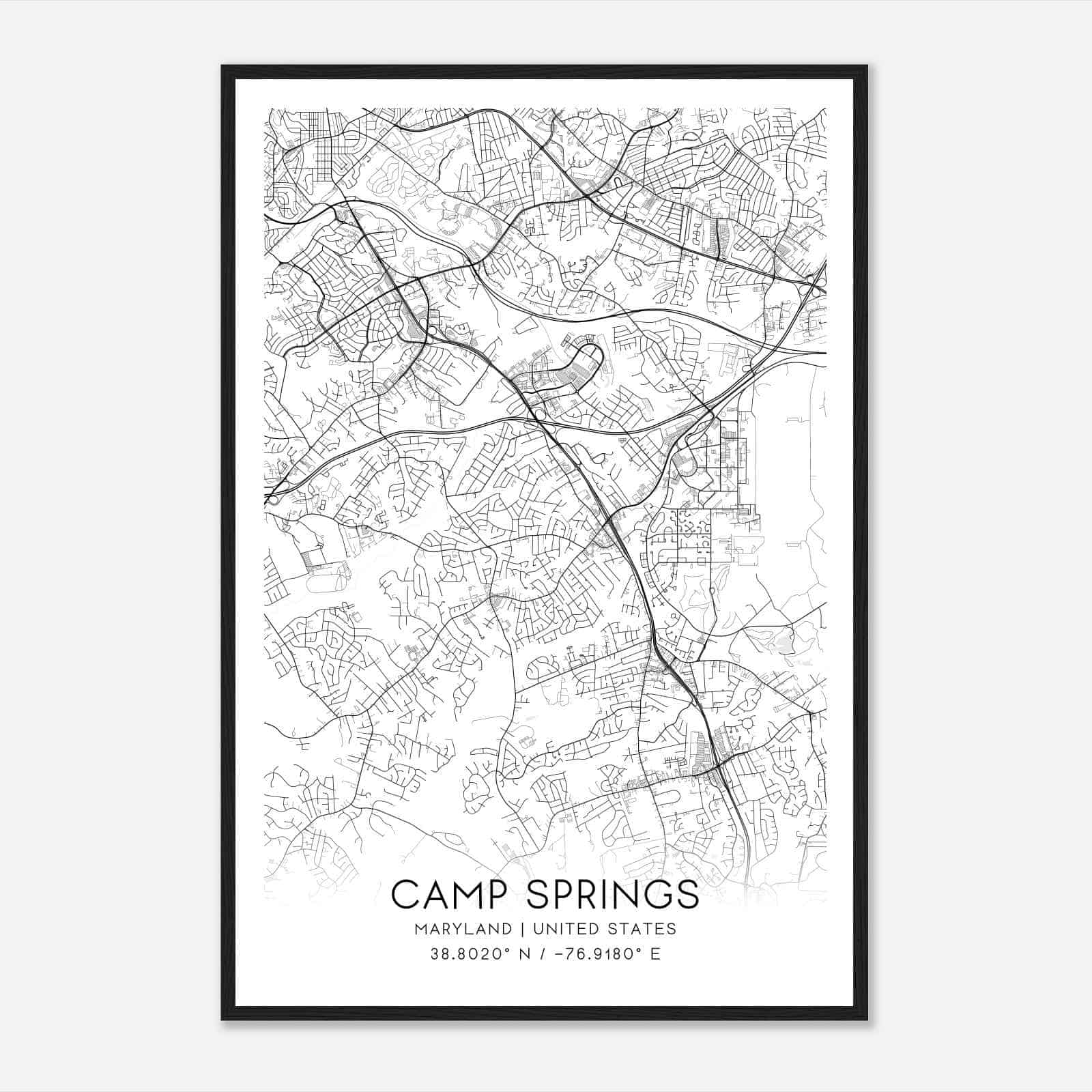 Camp Springs Maryland Map Poster, Modern Home Decor Wall Art Print
